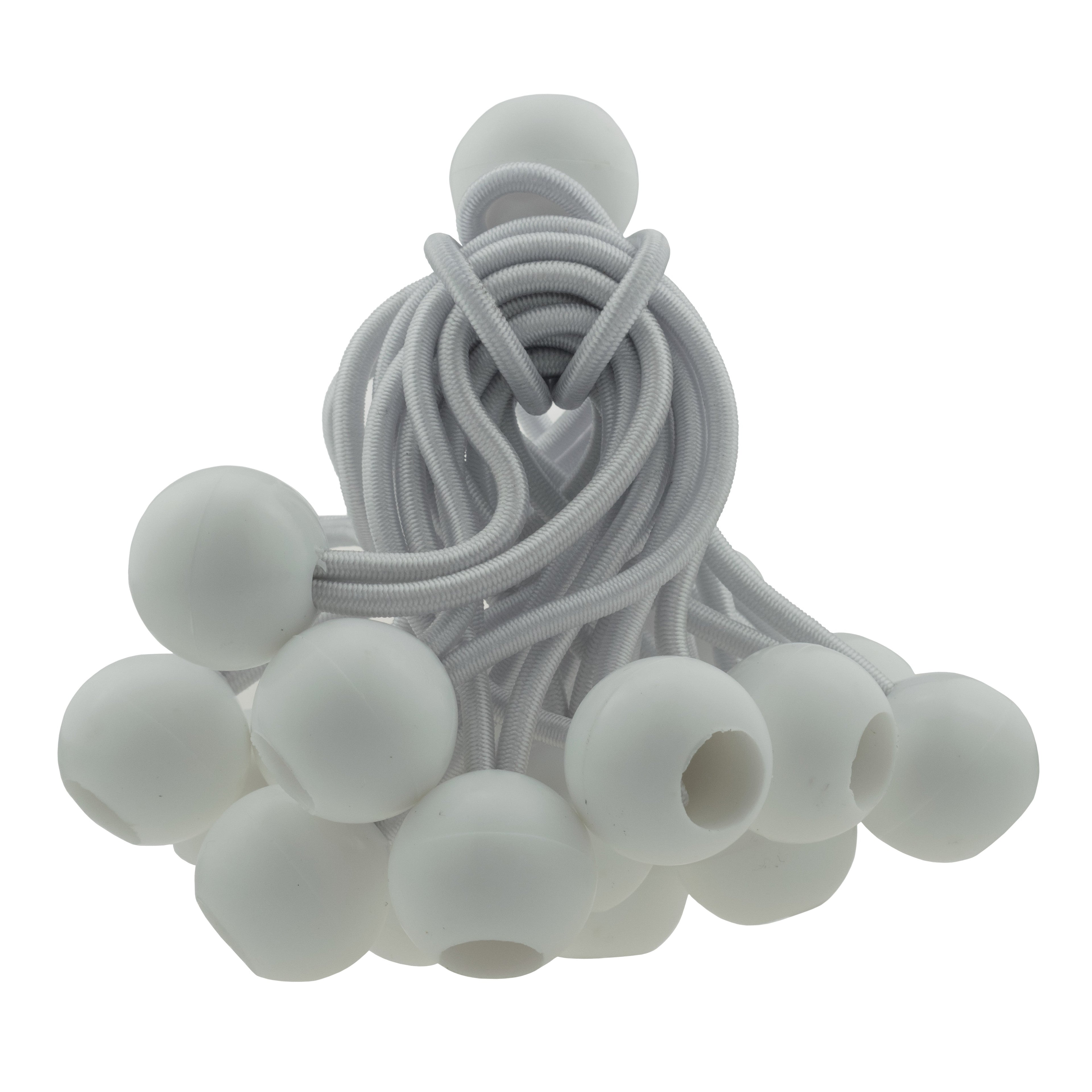 White Bungee Balls 6" Tarp Tarpaulin Tie Down Toggles Cord Tent Elastic Loops Fasteners Shock Cord Ball Tie-Downs_3