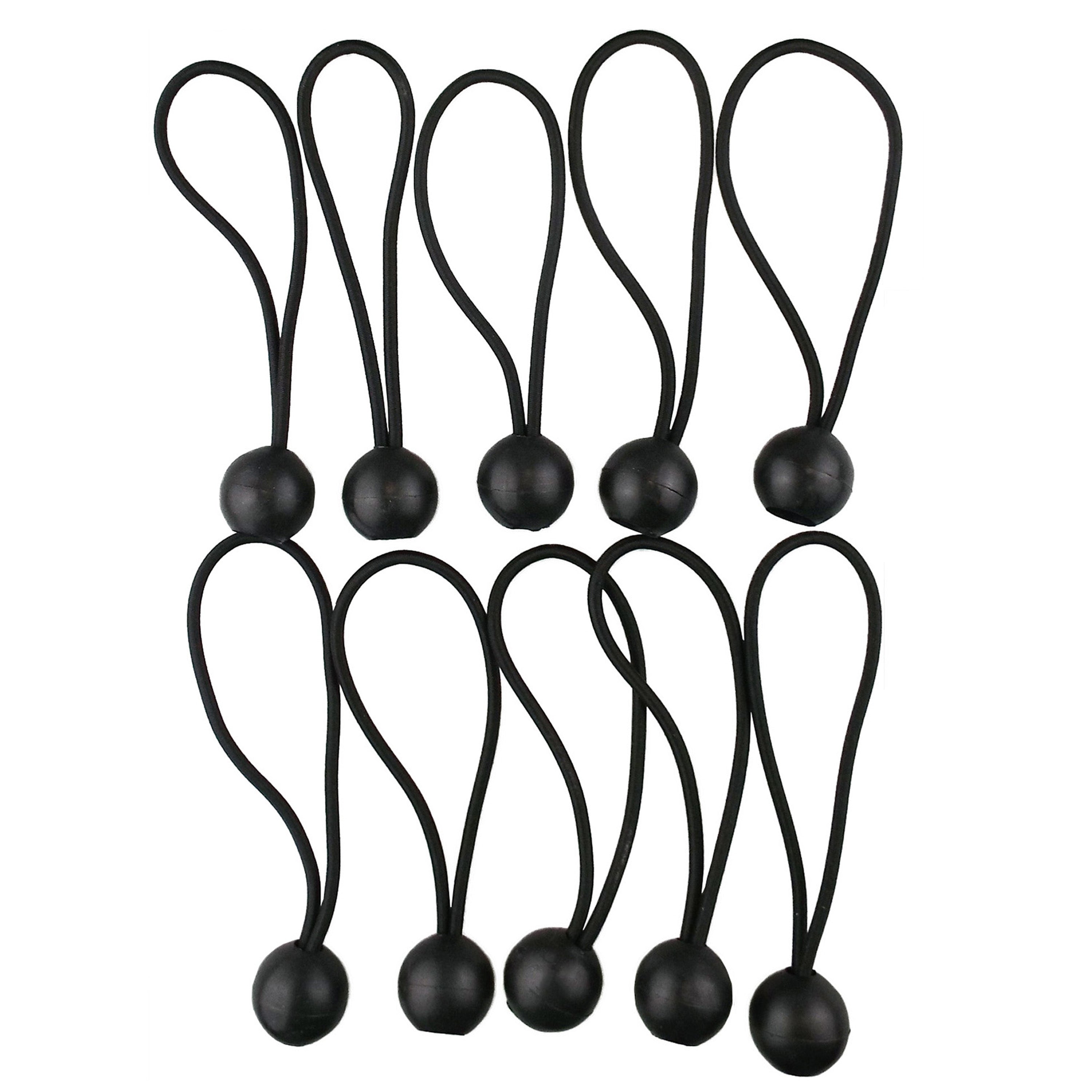 Black Bungee Balls (Mixed Size 6" 8" 10") Pack of 30 Multiple Length Tie Down Toggles Cord Tent Tarp Elastic Loops Fasteners Shock Cord_2
