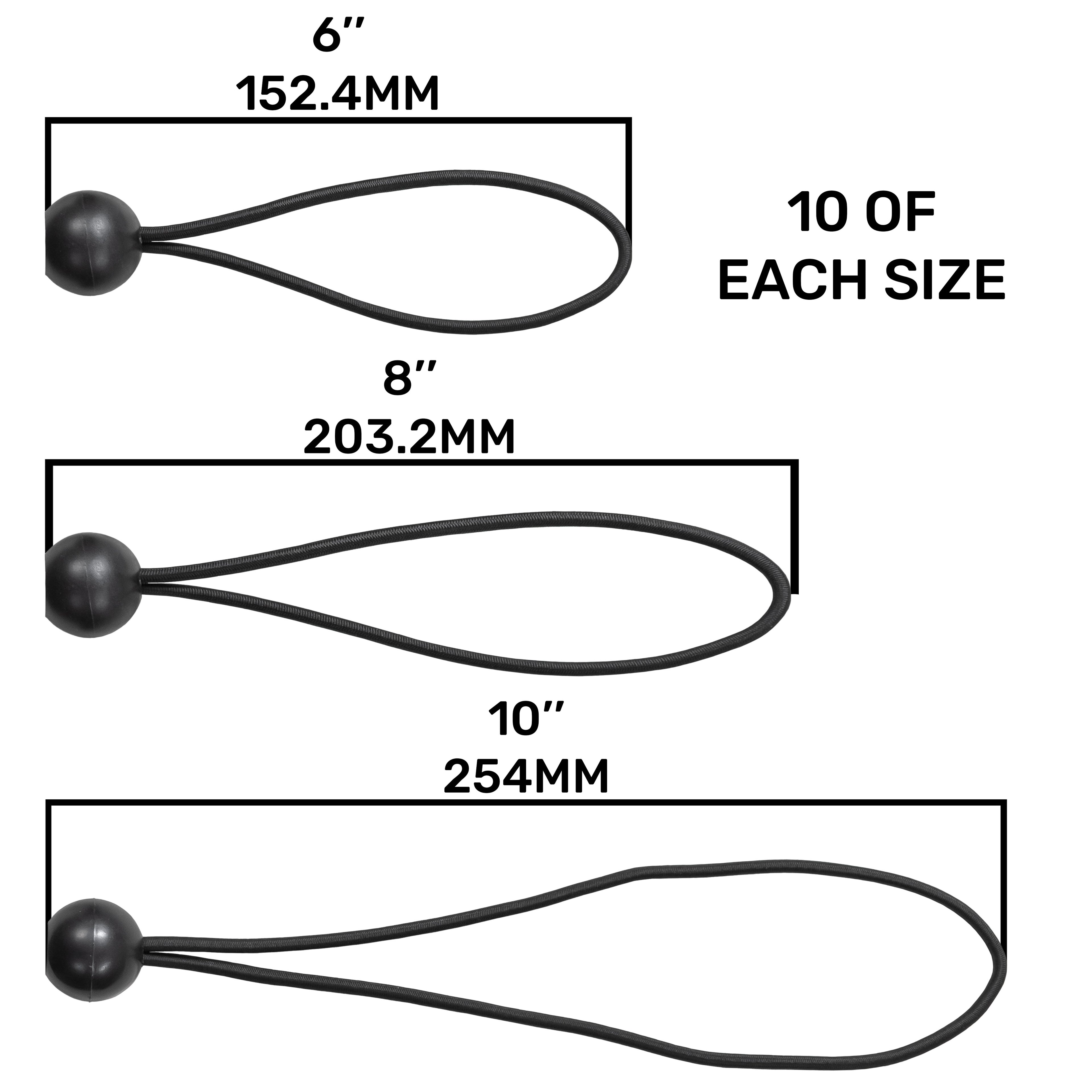 Black Bungee Balls (Mixed Size 6" 8" 10") Pack of 30