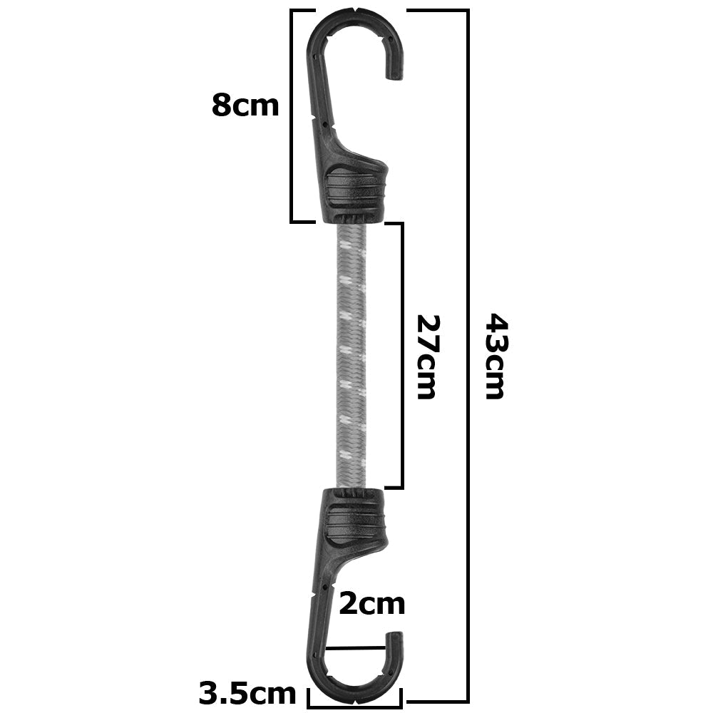 Bungee Cord 40cm with PVC-Coated Metal Hooks Shock Cord Elasticated Stretch Elastic String Rope Gripper Hold-Down Securing_3