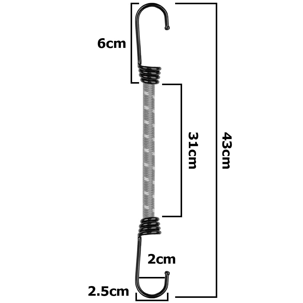 Bungee Cord with Metal Hooks 40cm Stretch Elasticated Elastic Rope Tie-Down Outdoor Tarp Cargo Strap_3