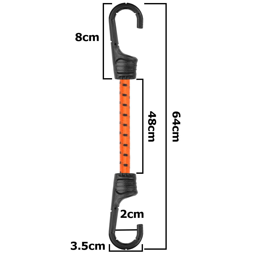 Bungee Cord 60cm with PVC-Coated Metal Hooks Shock Cord Elasticated Stretch Elastic String Rope Gripper Hold-Down Securing_3