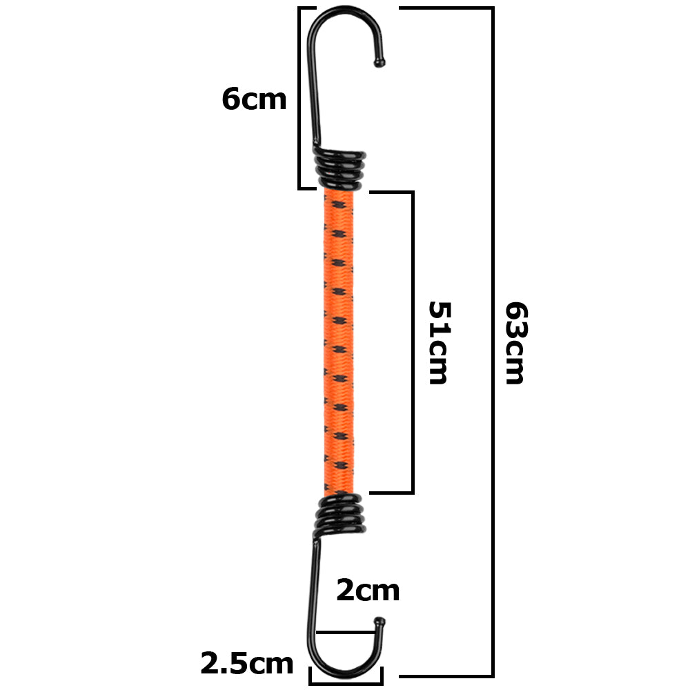 Bungee Cord with Metal Hooks 60cm Stretch Elasticated Elastic Rope Tie-Down Outdoor Tarp Cargo Strap_3