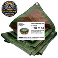 L-Grade Green Brown Tarpaulin Tarp Groundsheet Protective Cover Reinforced Corners 0.5m Interval Eyelets Tie Down Sheeting 5m x 5m