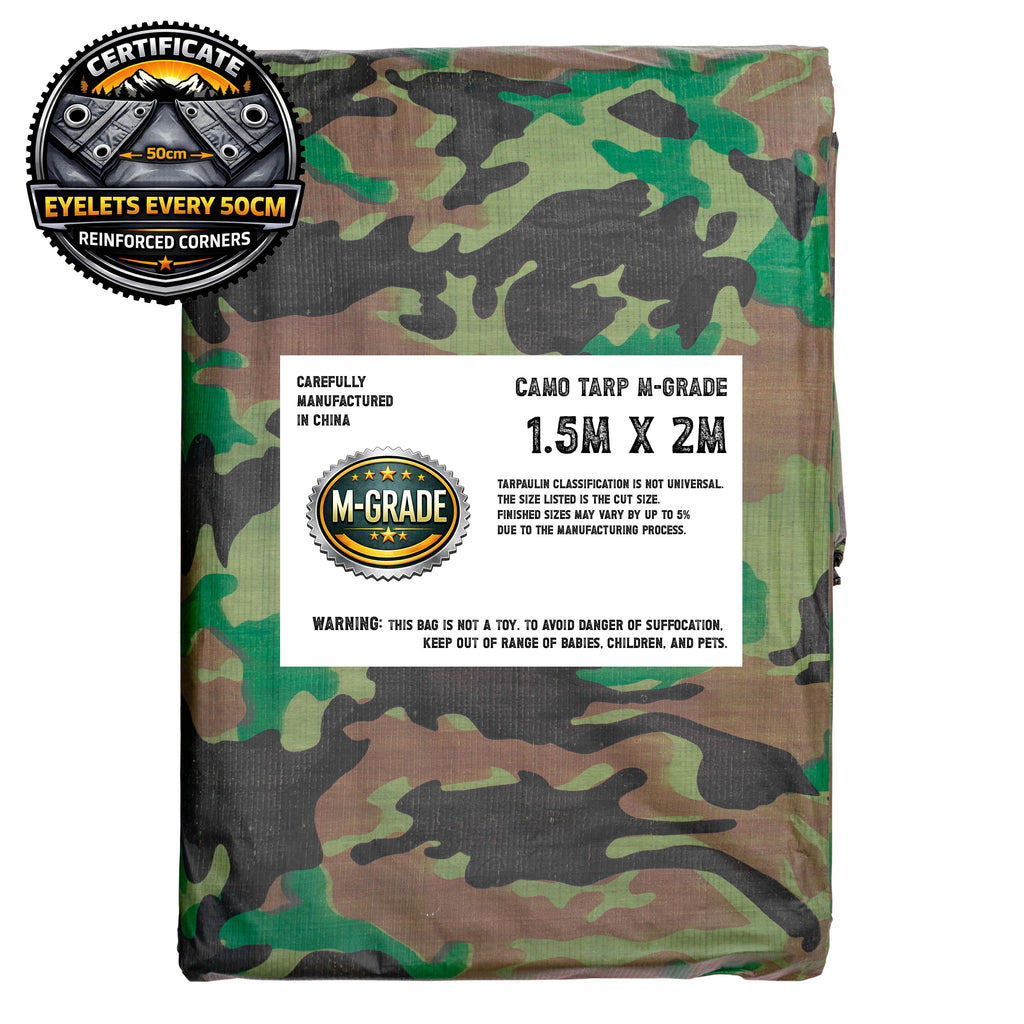 M-Grade Camouflage Tarpaulin 1.5m x 2m