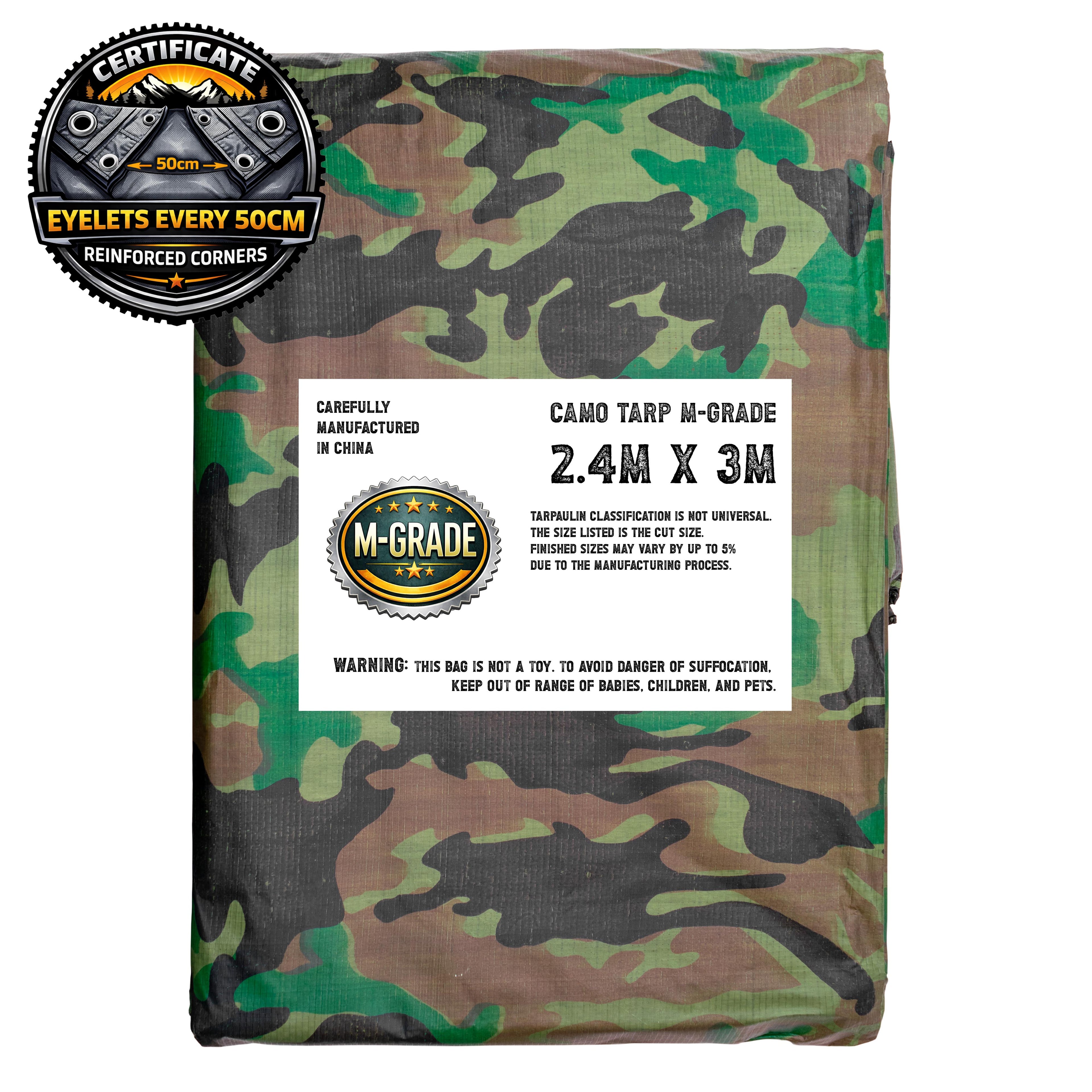 M-Grade Camouflage Tarpaulin 2.4m x 3m