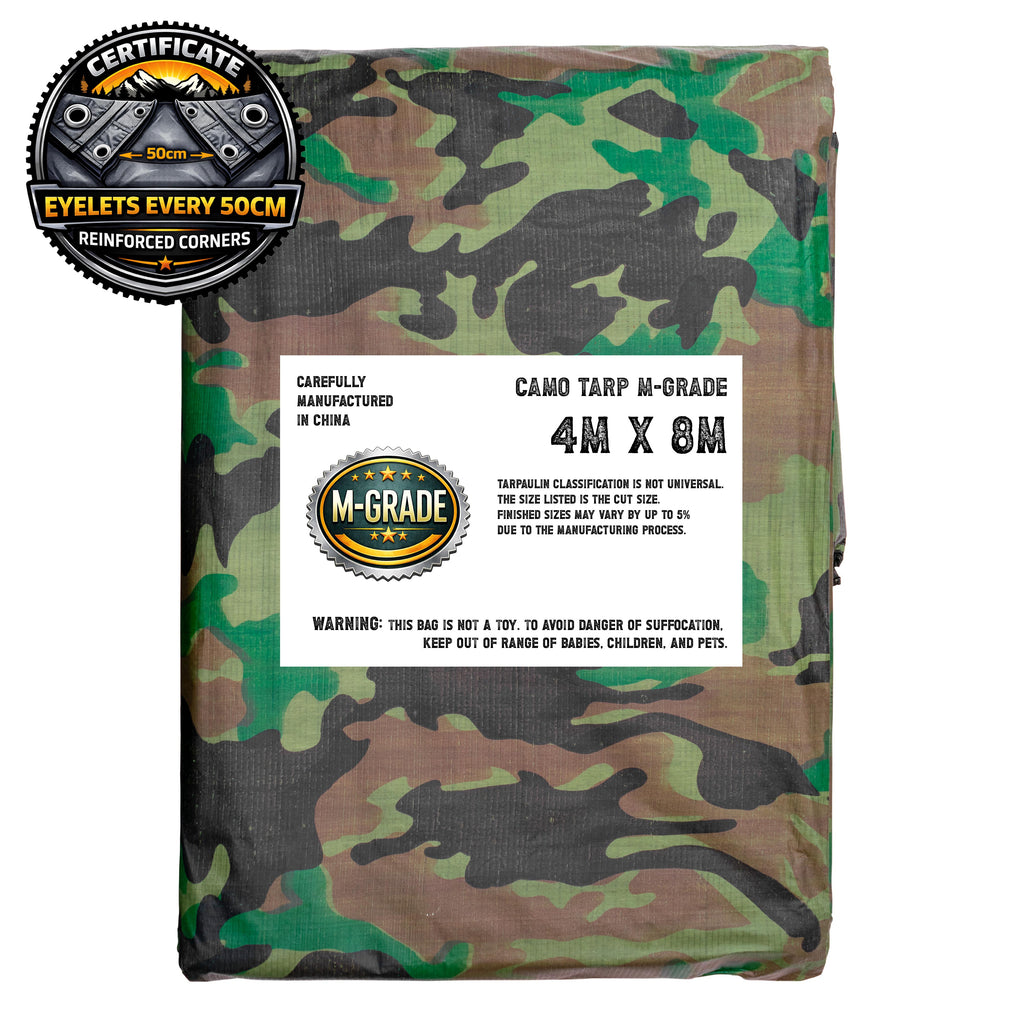 M-Grade Camouflage Tarpaulin 4m x 8m