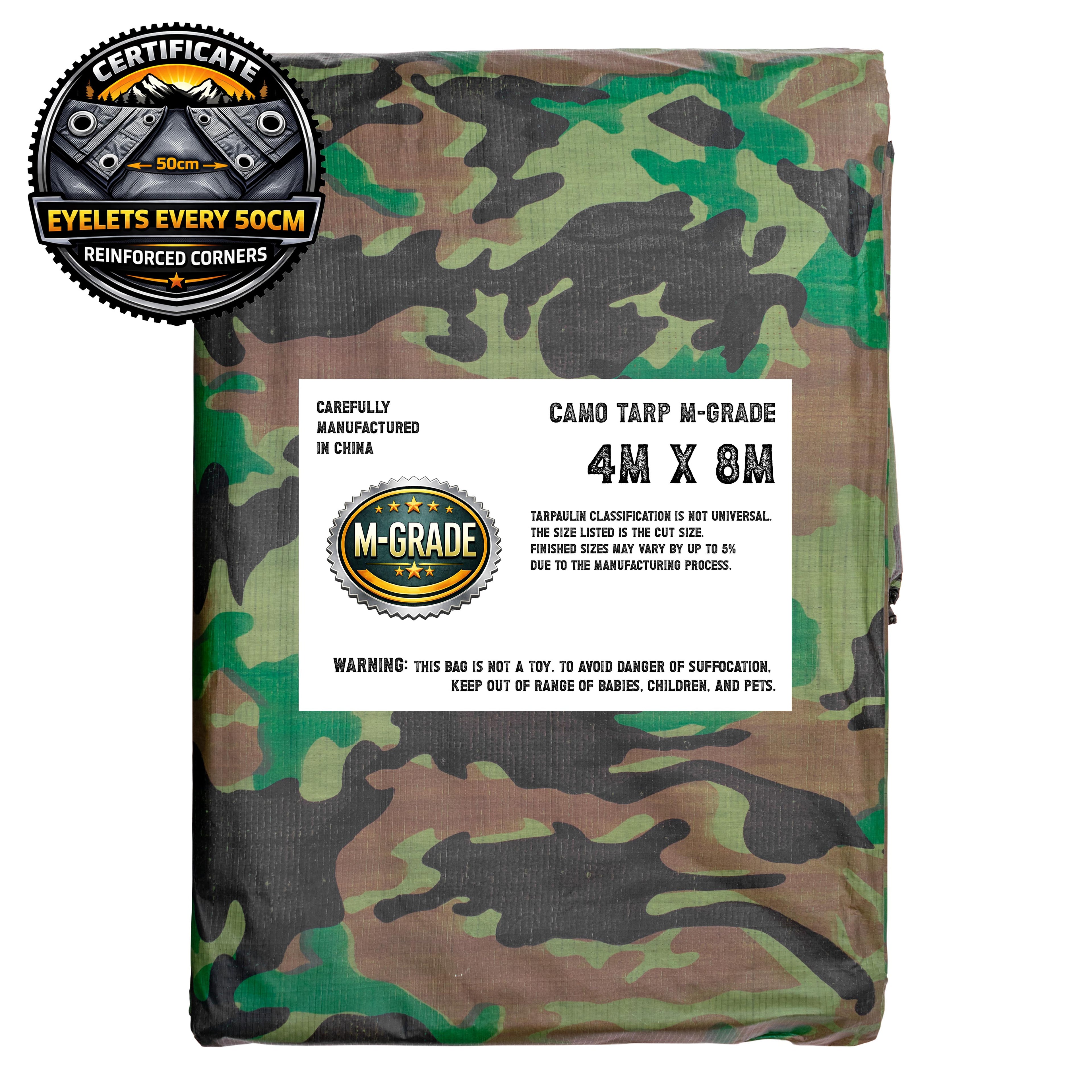 M-Grade Camouflage Tarpaulin 4m x 8m