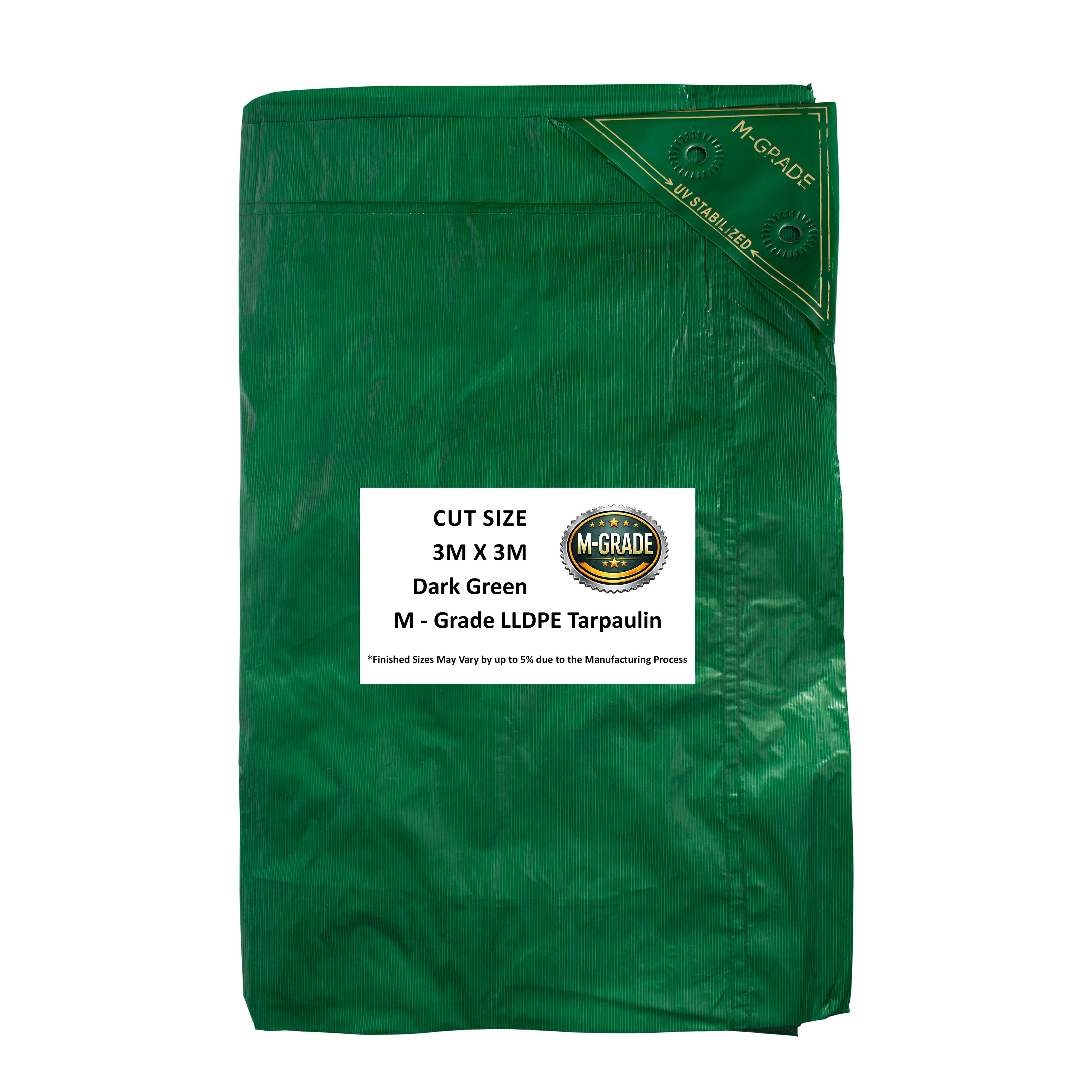 LLDPE Green Tarp Tarpaulin M-Grade 3m x 3m Camping Sheet Protective Cover Waterproof