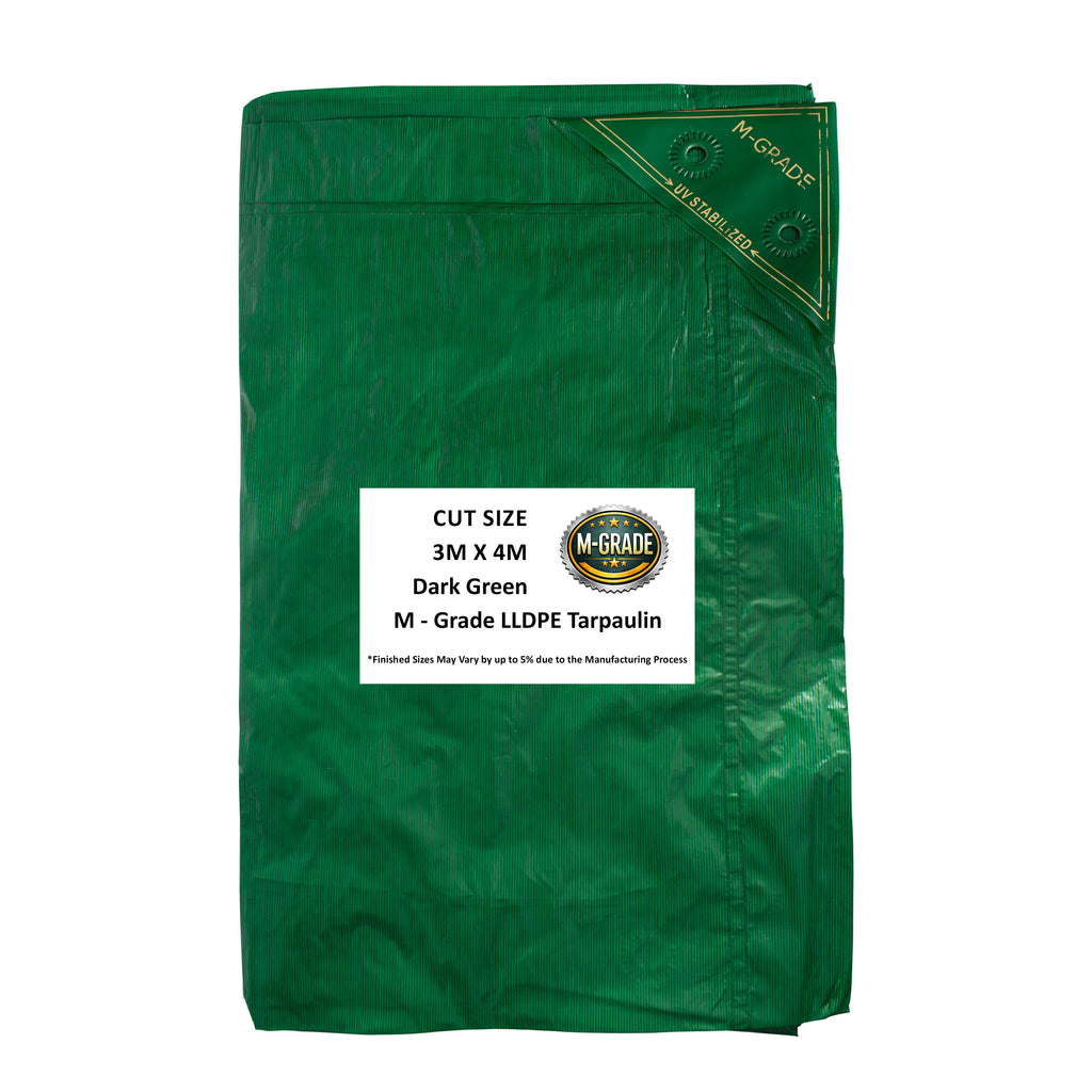 LLDPE Green Tarp Tarpaulin M-Grade 3m x 4m Camping Sheet Protective Cover Waterproof