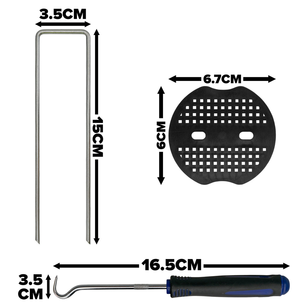Metal Pegs with Buffer Washer Set Blue and Rubber Mallet Hold Down Pegs Securing Pin Staples_28