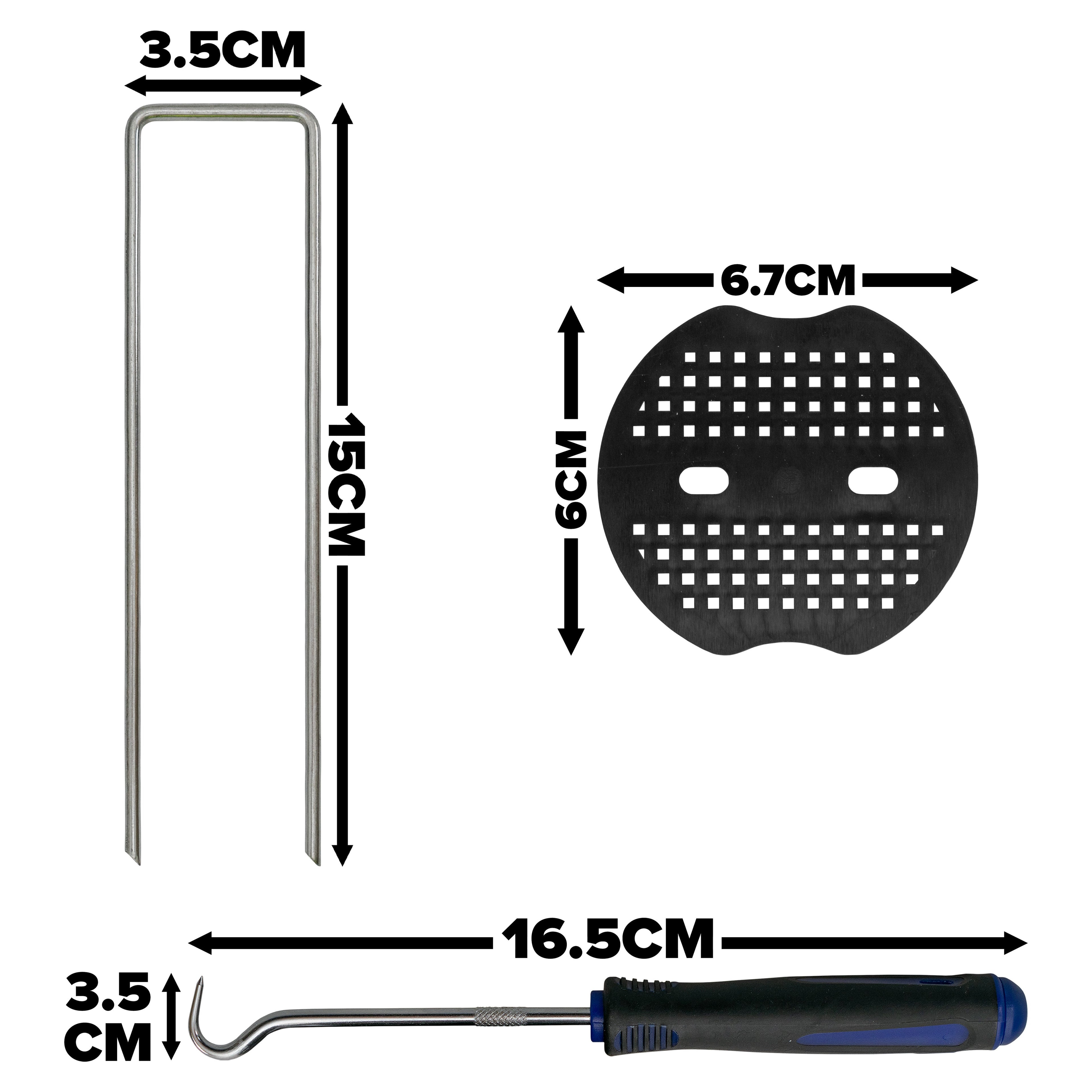 Metal Pegs with Buffer Washer Set Blue and Rubber Mallet Hold Down Pegs Securing Pin Staples_28