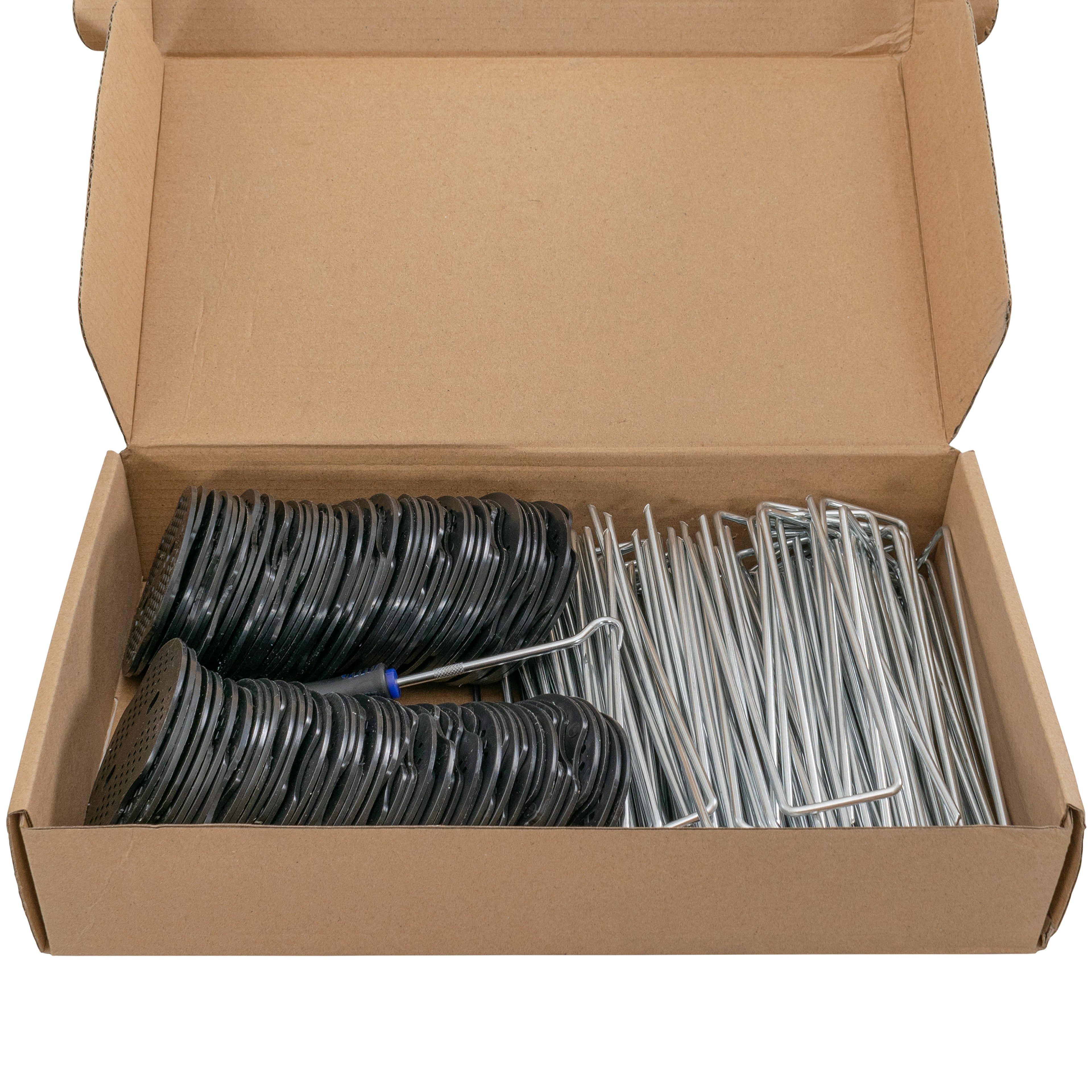 Metal Pegs with Buffer Washer Set Blue and Rubber Mallet Hold Down Pegs Securing Pin Staples_12