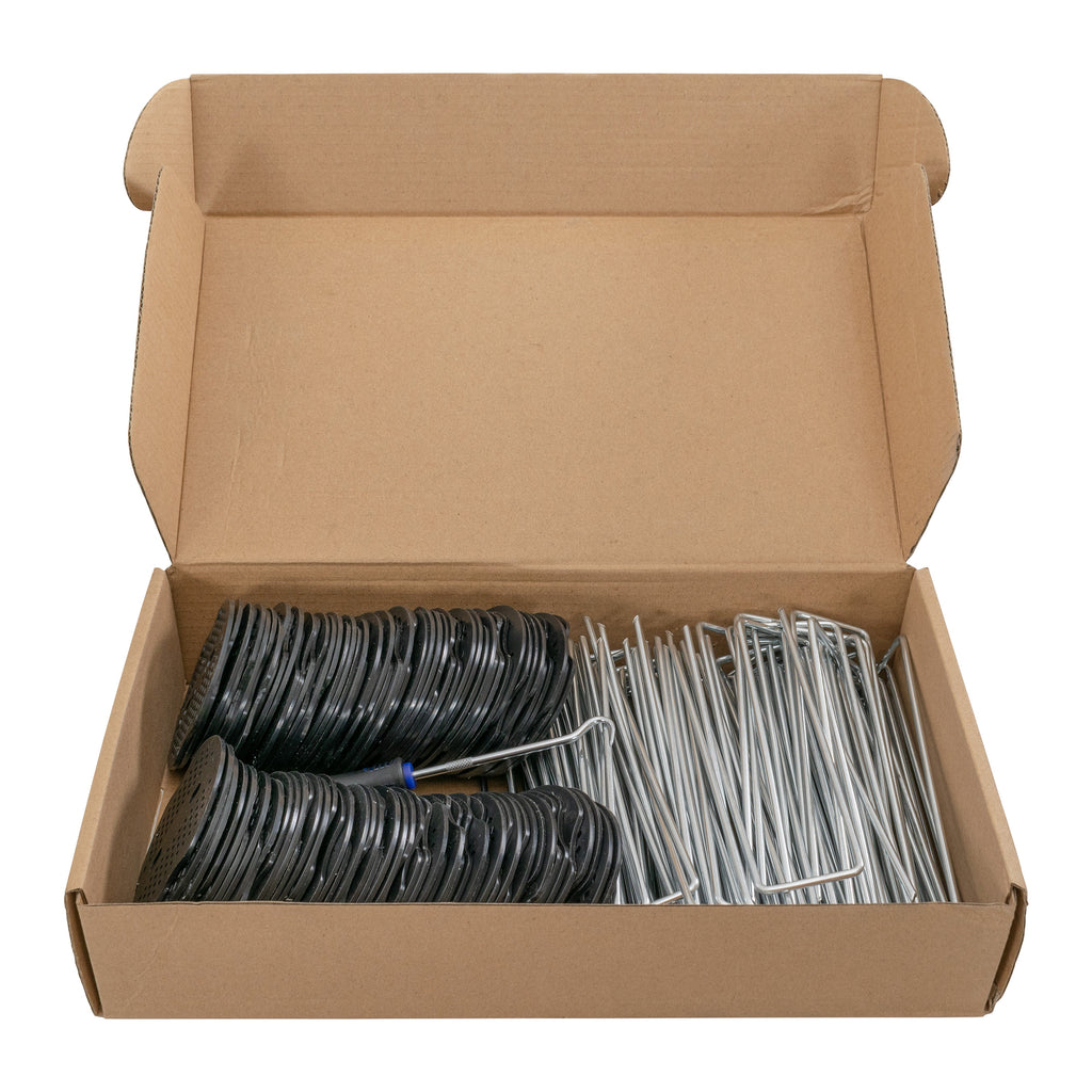 Metal Pegs (6"/150mm) with Buffer Washer and Blue Removal Tool Set Hold Down Pegs Securing Pin Staples_7