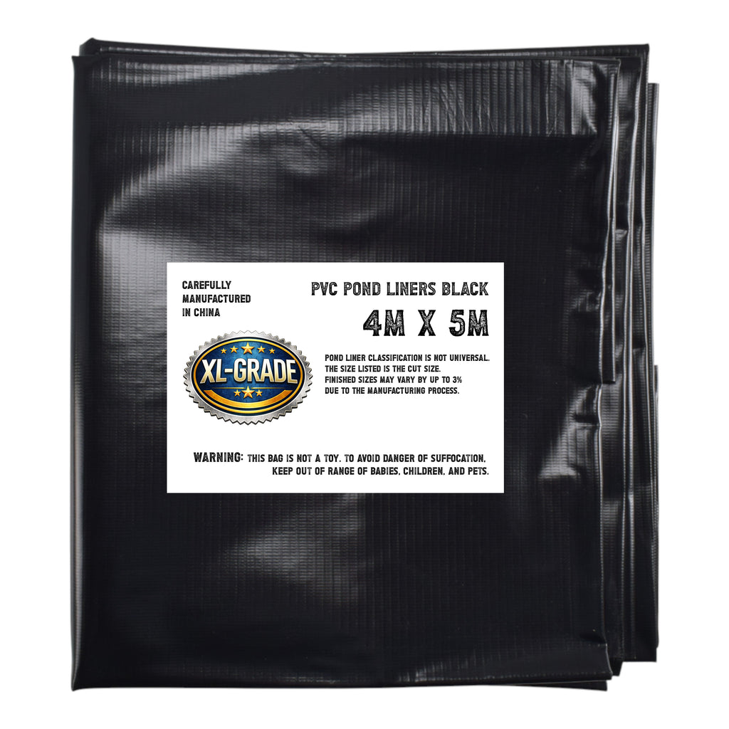 PVC Pond Liner Black XL-Grade Strong Durable Koi Fish Pool Wildlife Water Feature Lining Material 4m x 5m