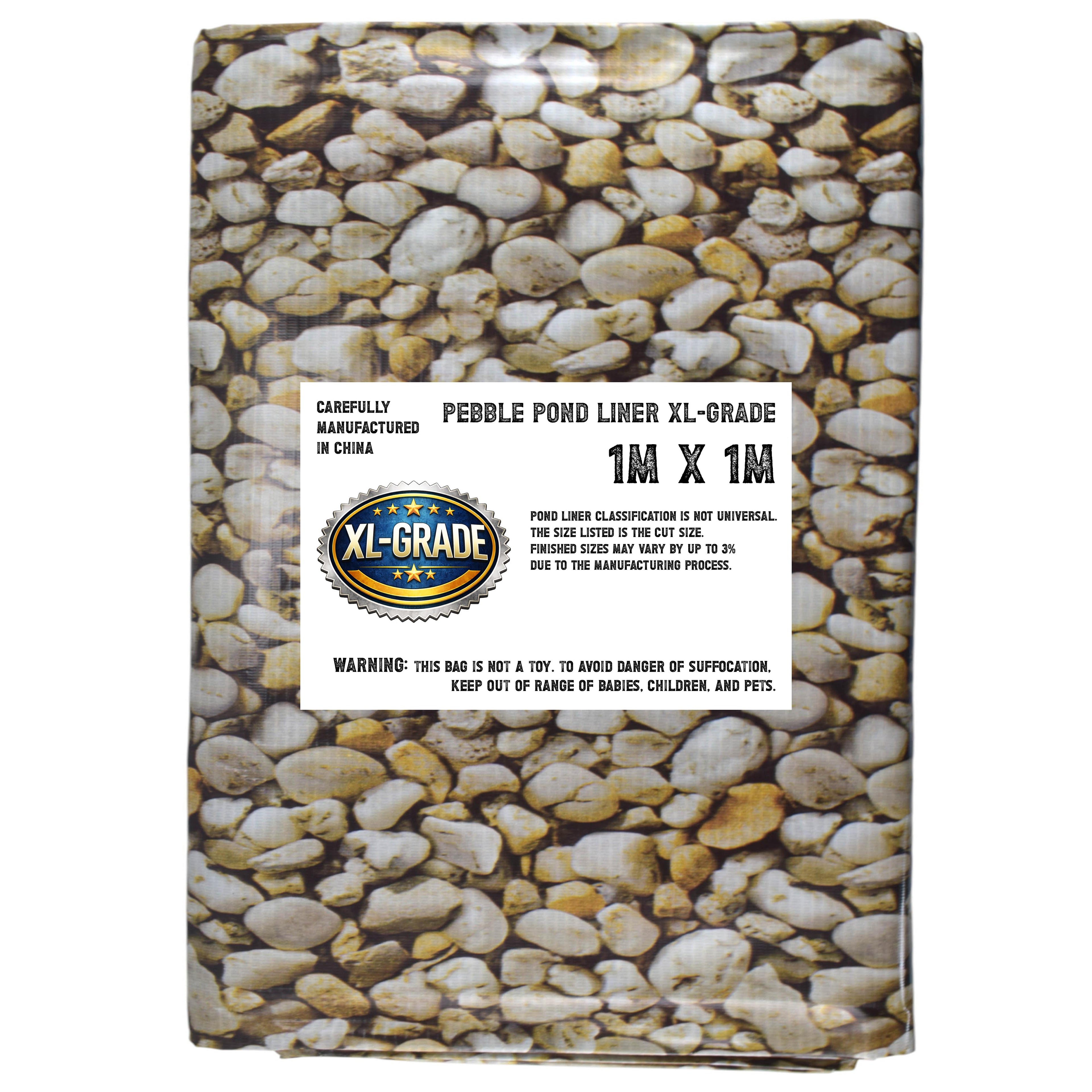 PVC Pebble Stone Rock Print Pond Liner Lining Material Fabric Leak Proof Fish Nature Pool Water Feature Realistic Flooring Outdoor Garden 1m x 1m