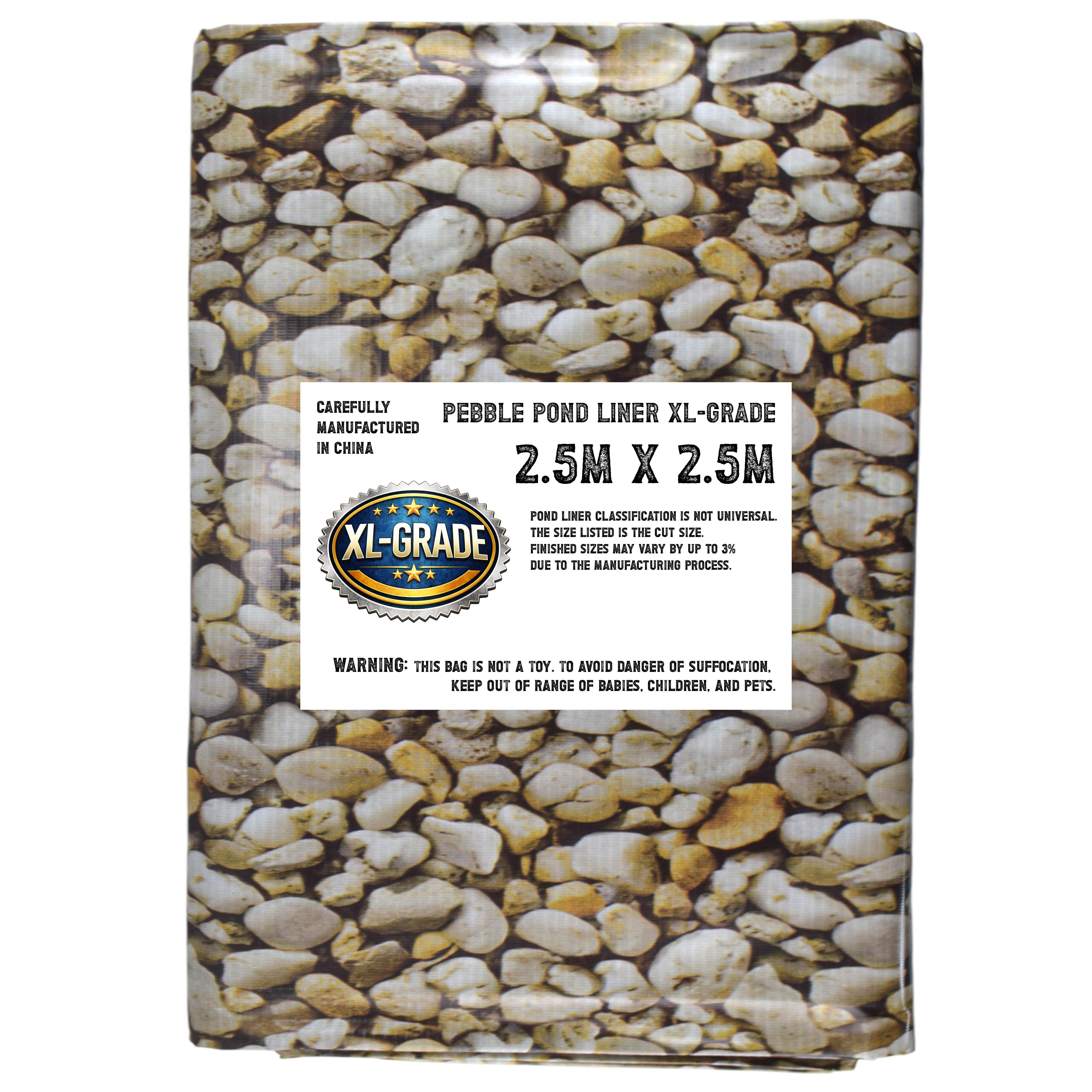 PVC Pebble Stone Rock Print Pond Liner Lining Material Fabric Leak Proof Fish Nature Pool Water Feature Realistic Flooring Outdoor Garden 2.5m x 2.5m