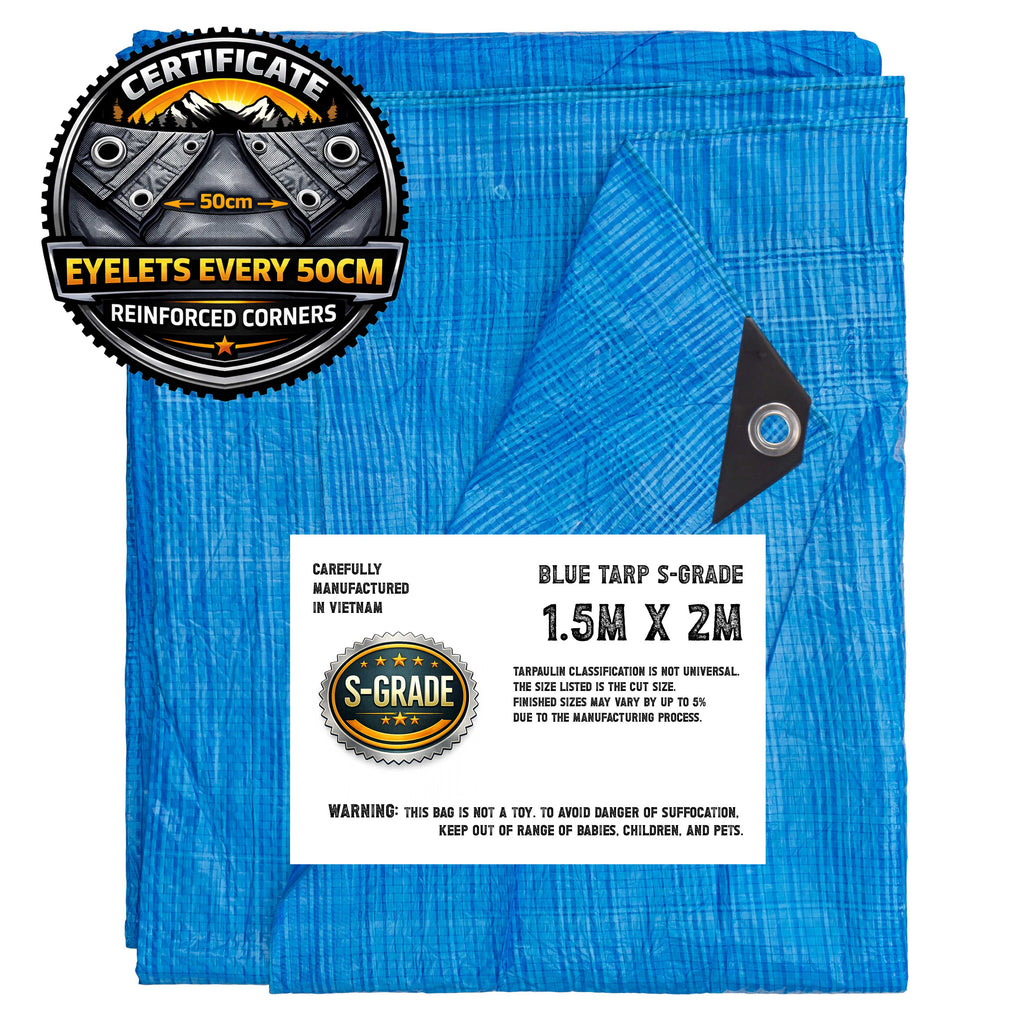 S-Grade Blue Tarpaulin 1.5m x 2m