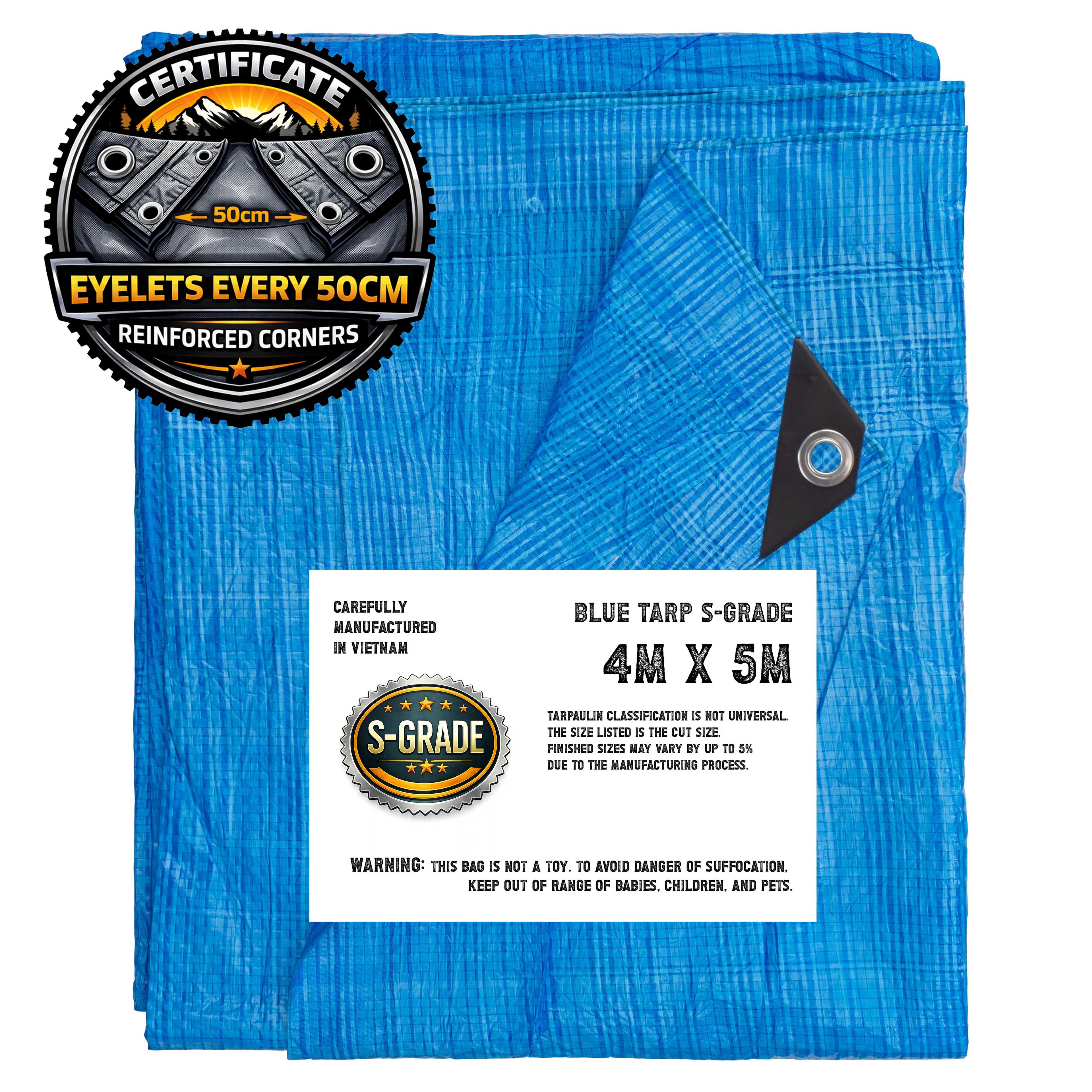 S-Grade Blue Tarpaulin 4m x 5m