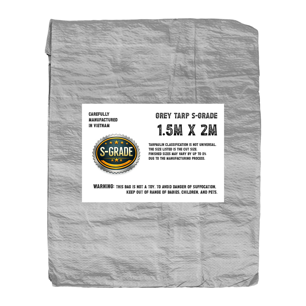 S-Grade Grey Tarpaulin 1.5m x 2m