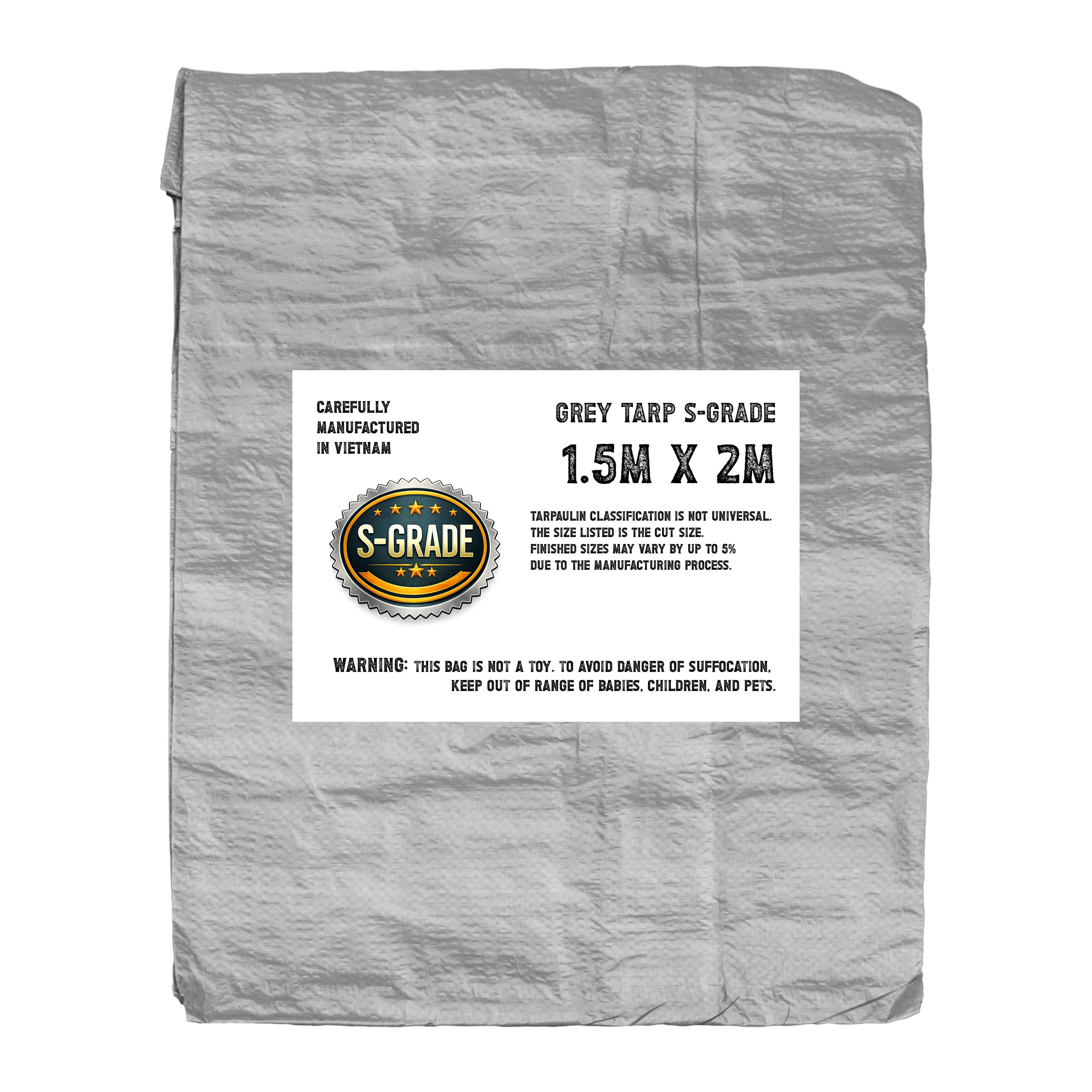 S-Grade Grey Tarpaulin 1.5m x 2m