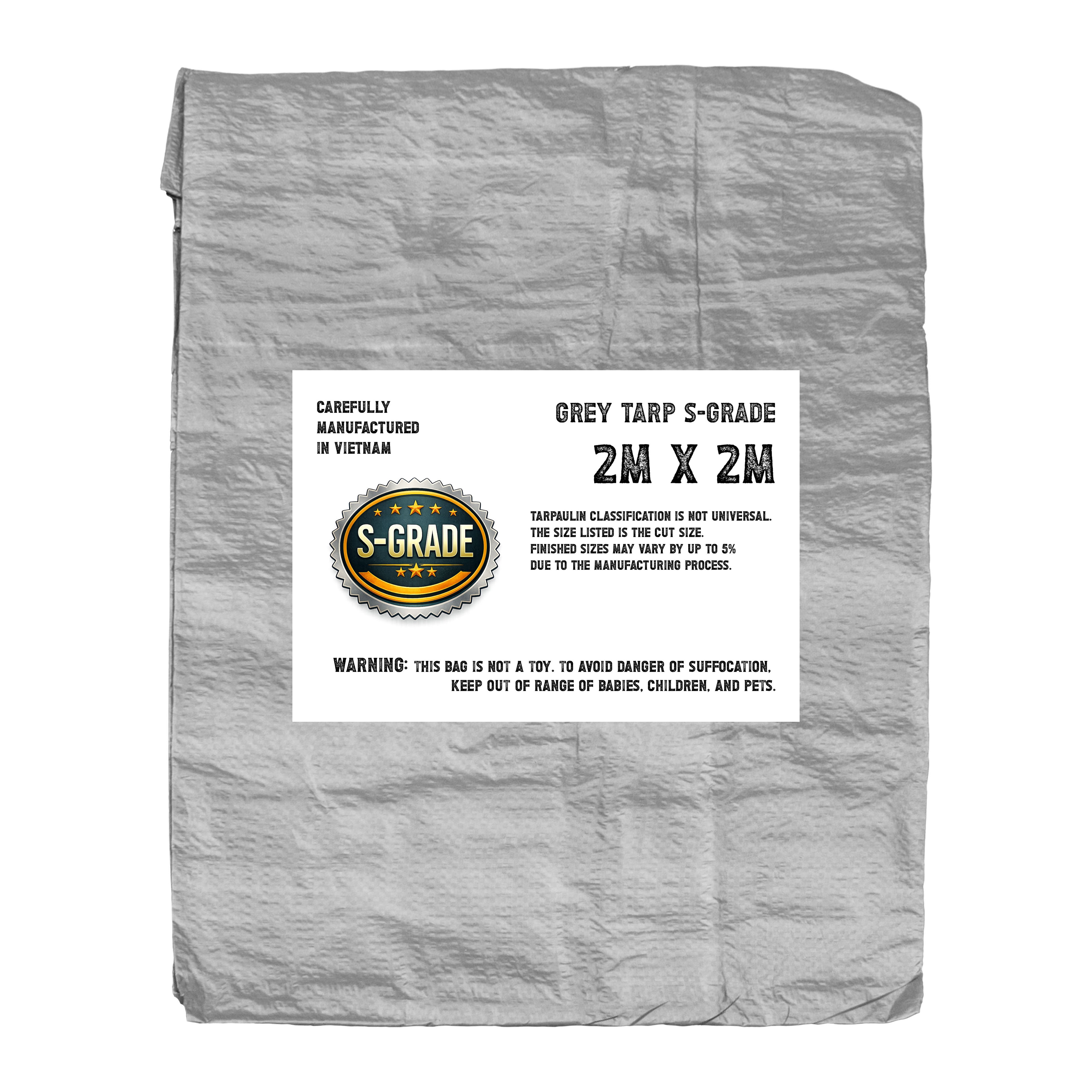 S-Grade Grey Tarpaulin 2m x 2m