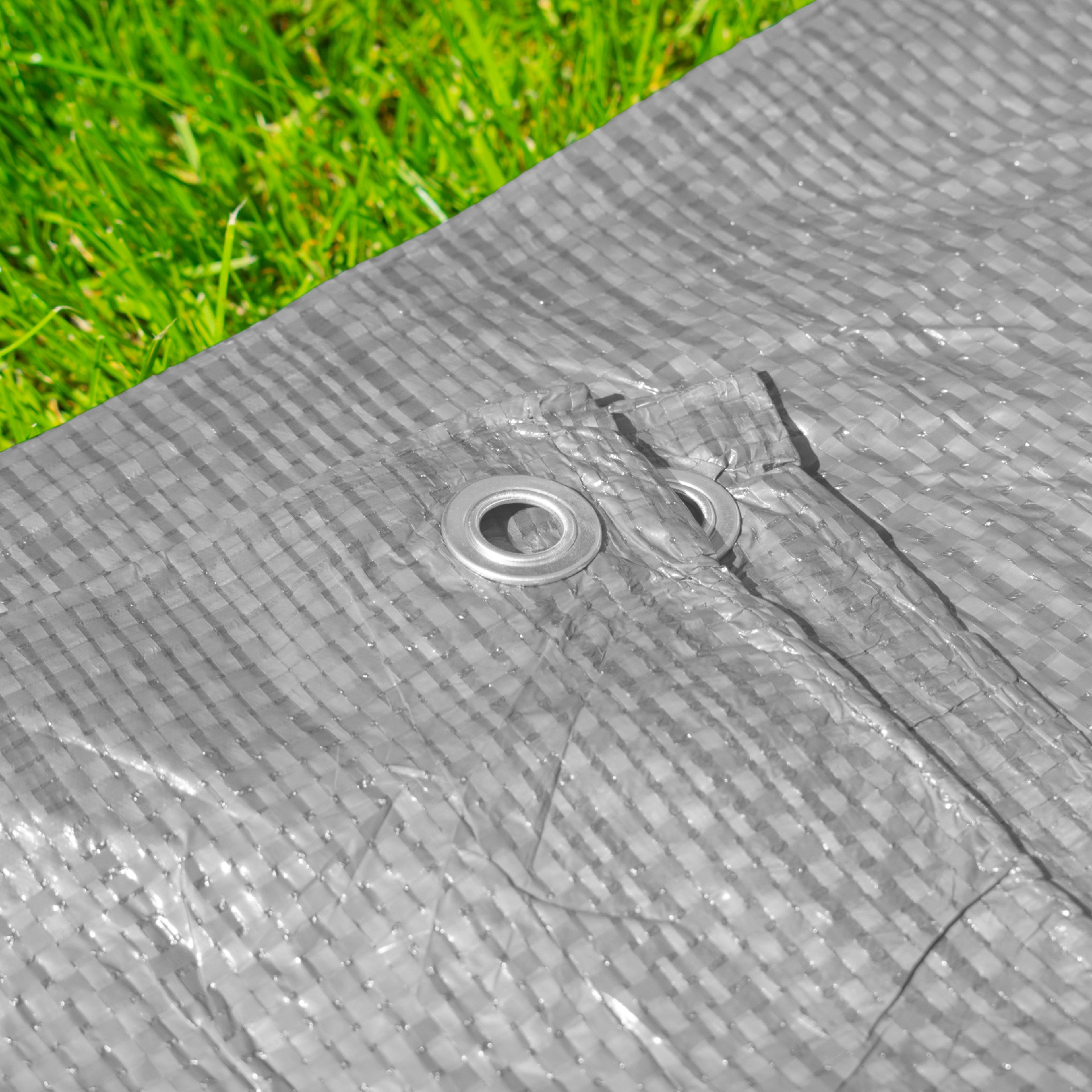 S-Grade Grey Tarpaulin 2m x 4m Tarp Waterproof Cover Camping Sheeting Light 50g Groundsheet_5