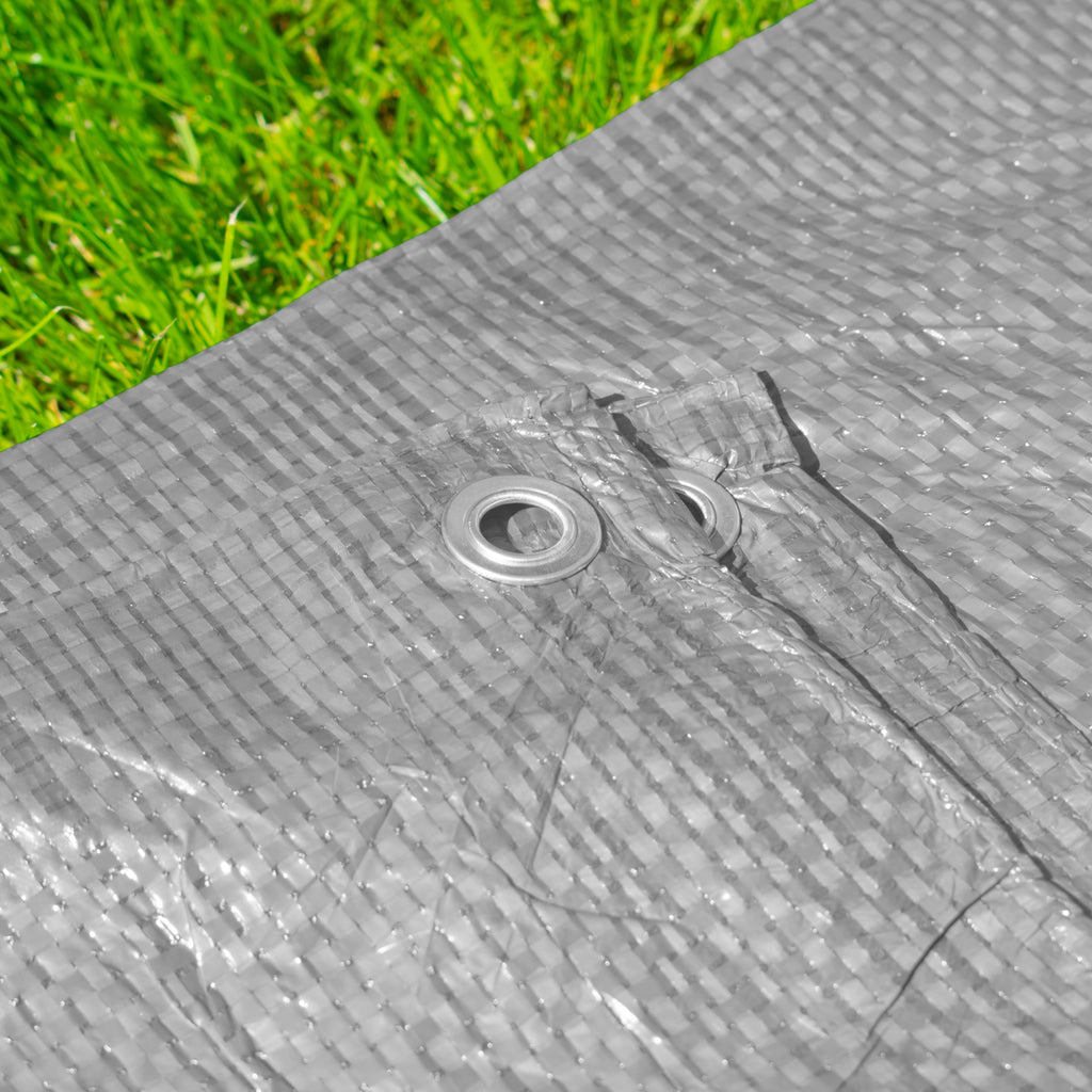 S-Grade Grey Tarpaulin 3m x 3m Tarp Waterproof Cover Camping Sheeting Light 50g Groundsheet_5