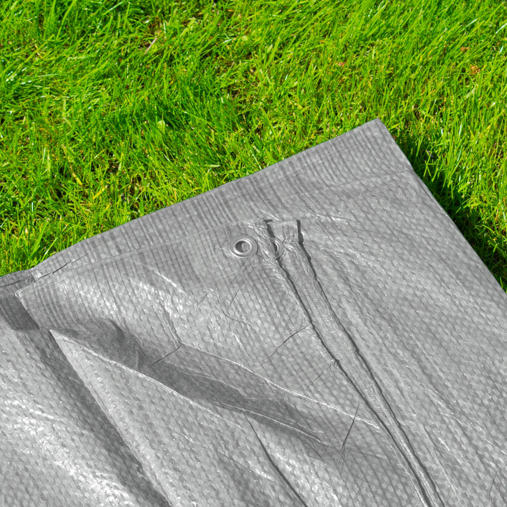 S-Grade Grey Tarpaulin 2m x 4m Tarp Waterproof Cover Camping Sheeting Light 50g Groundsheet_2