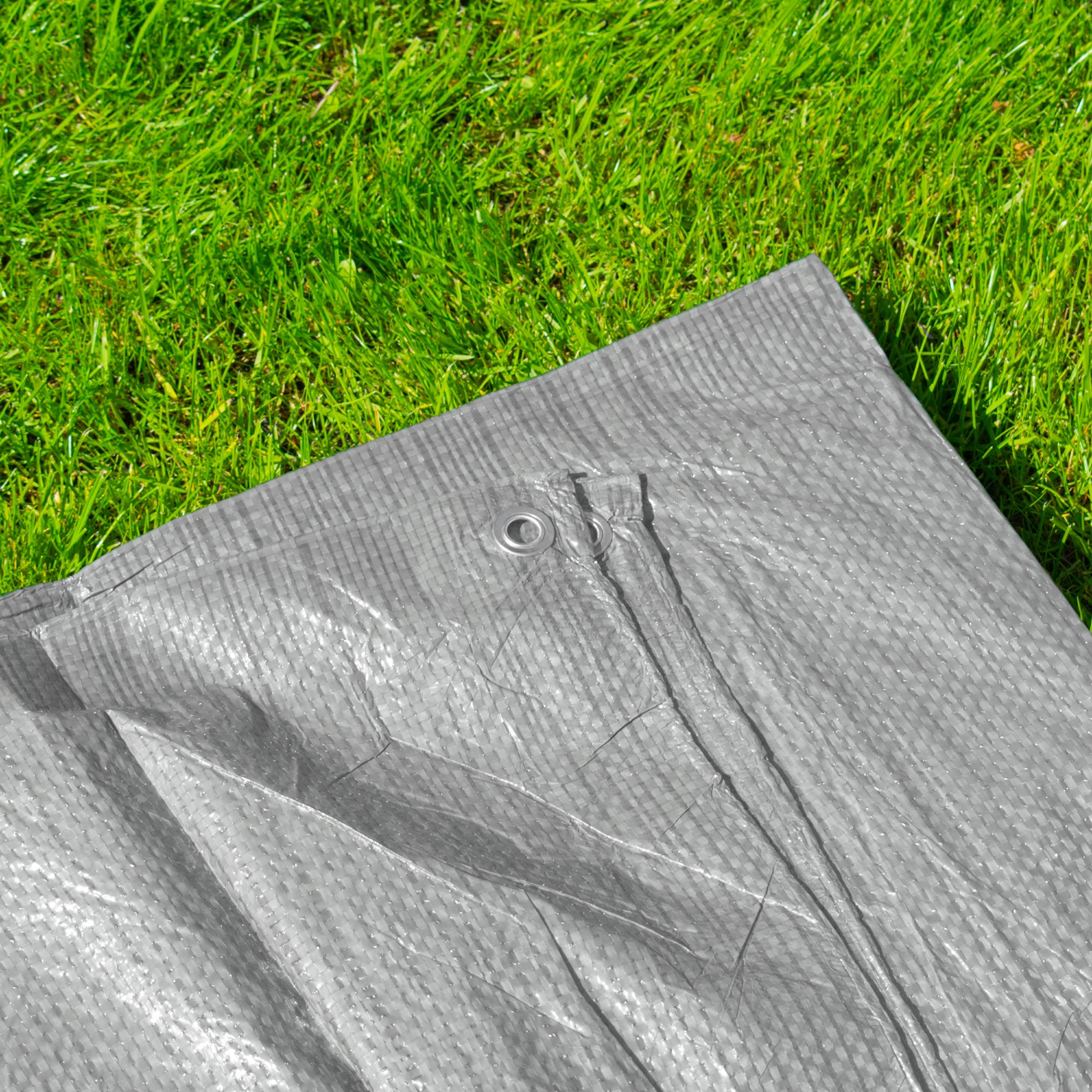 S-Grade Grey Tarpaulin 1.5m x 2m Tarp Groundsheet Waterproof Lightweight Cover Rain Sheet_2