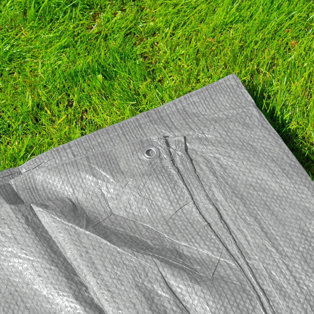 S-Grade Grey Tarpaulin 4m x 5m Waterproof Rain Cover Garden Outdoor Sheet Protect Rain_2