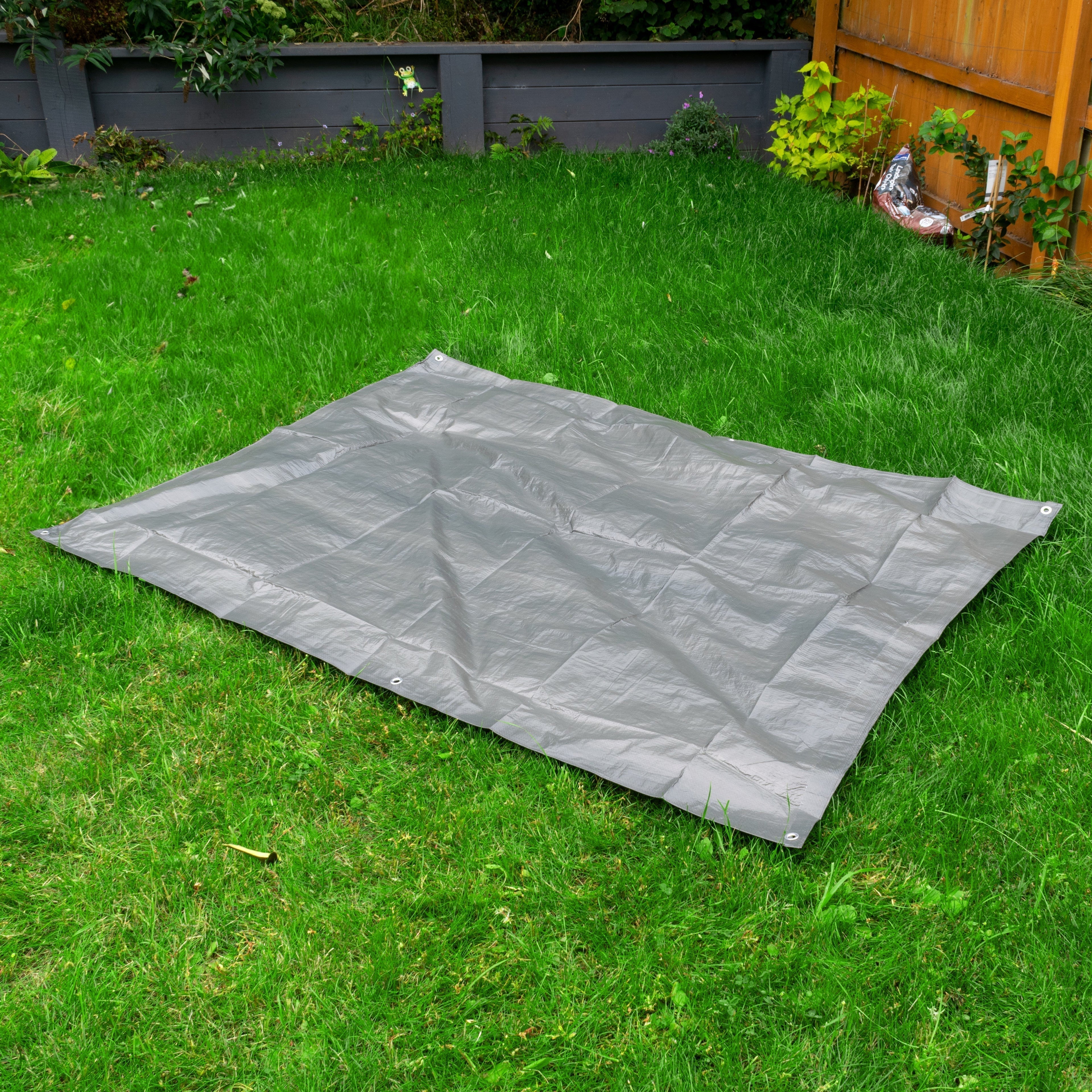 S-Grade Grey Tarpaulin 4m x 5m Waterproof Rain Cover Garden Outdoor Sheet Protect Rain_4