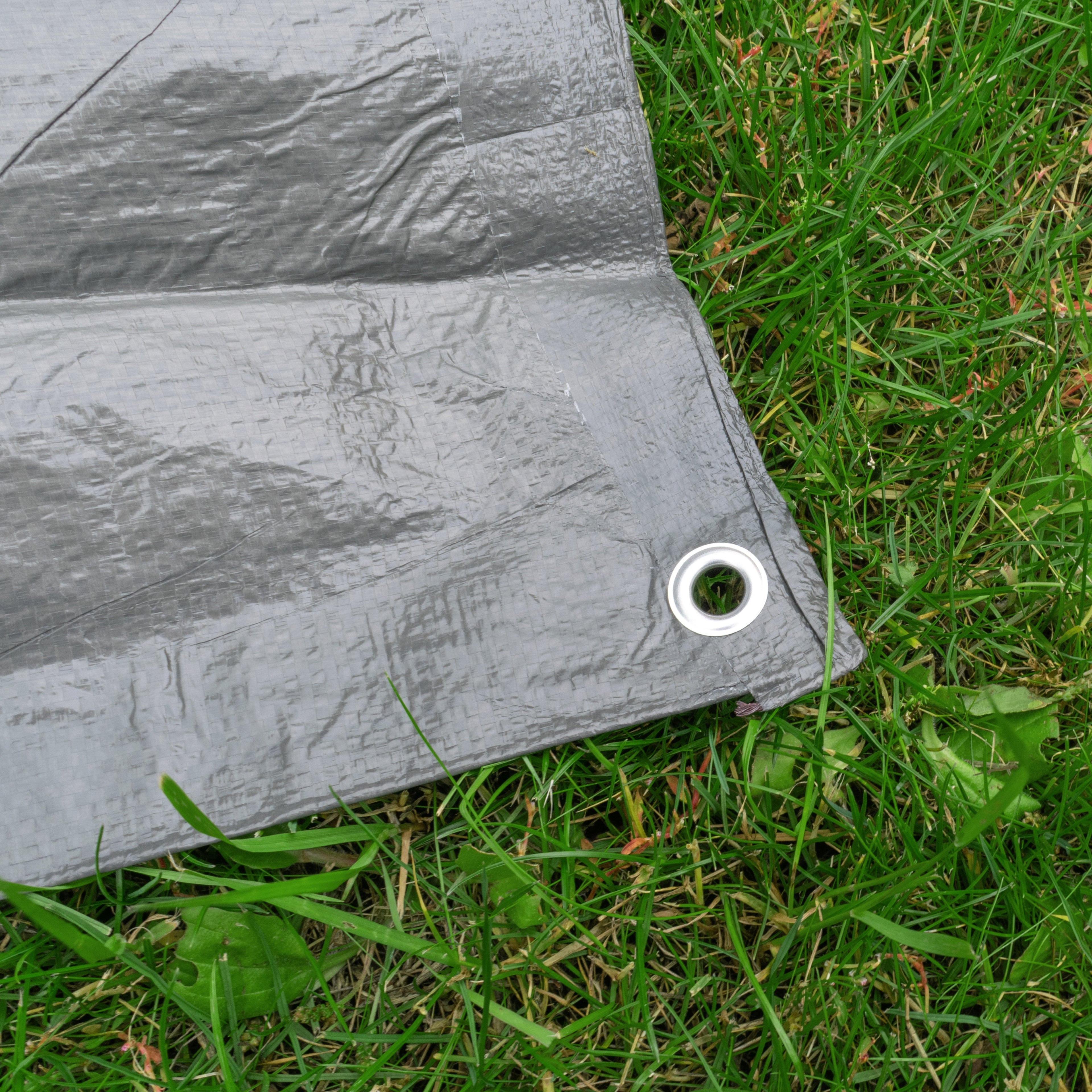 S-Grade Grey Tarpaulin 1m x 1m Tarp Groundsheet Waterproof Lightweight Cover Rain Sheet_10
