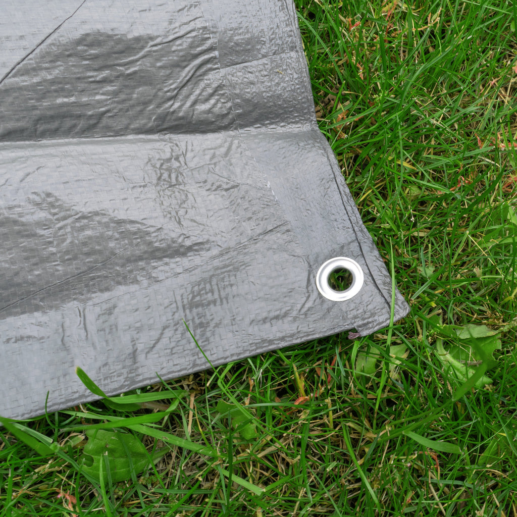 S-Grade Grey Tarpaulin 4m x 5m Waterproof Rain Cover Garden Outdoor Sheet Protect Rain_10