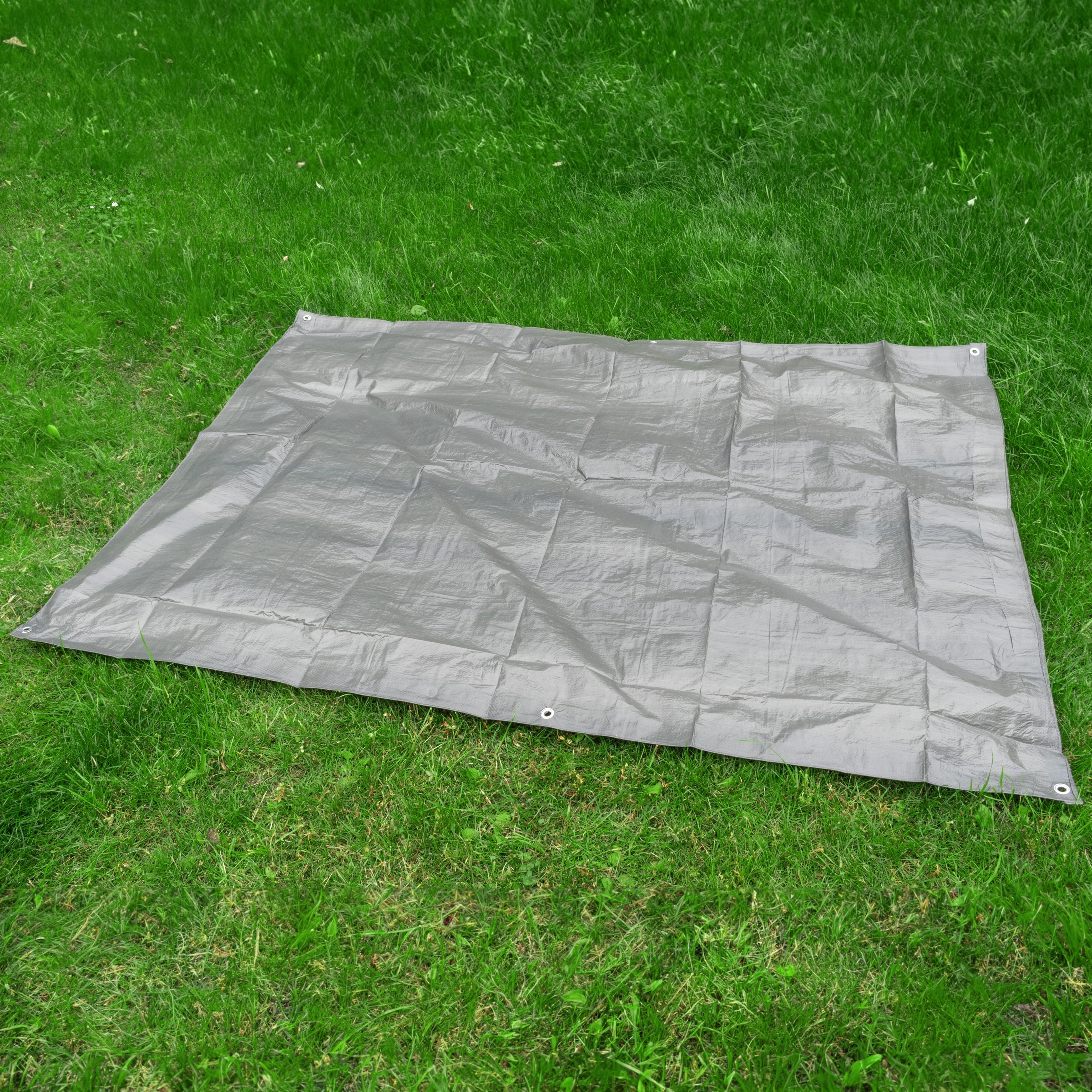 S-Grade Grey Tarpaulin 3m x 4m Waterproof Rain Cover Garden Outdoor Sheet Protect Rain_12
