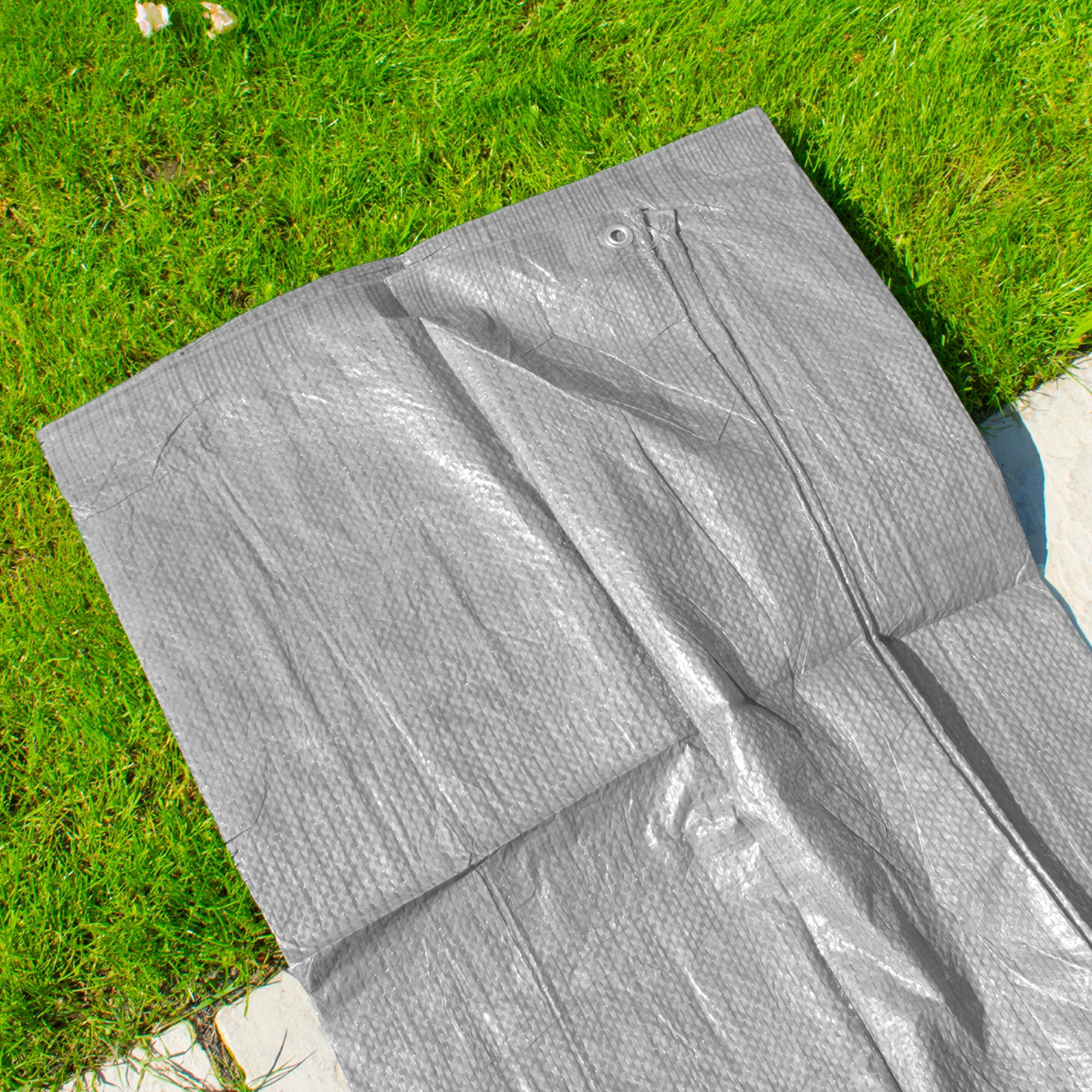 S-Grade Grey Tarpaulin 2m x 3m Tarp Waterproof Cover Camping Sheeting Light 50g Groundsheet_15