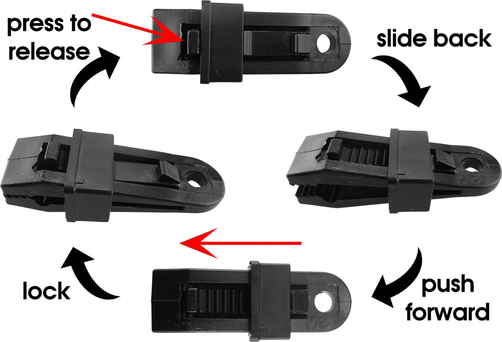 Tarpaulin Slide Fastening Clip Black Clamp Fastener Hold-Down Securing Tarp Grips Holders Locking Grip Clips Reusable_2