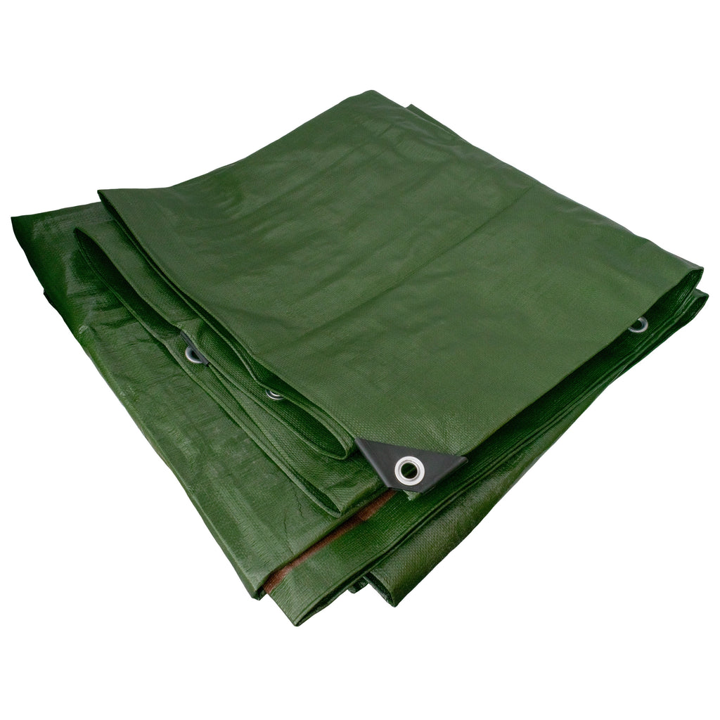 L-Grade Green Brown Tarpaulin 2m x 2m Heavy Duty Tarp Cover Groundsheet Sheeting Protective Flexible Material Outdoor Garden_5