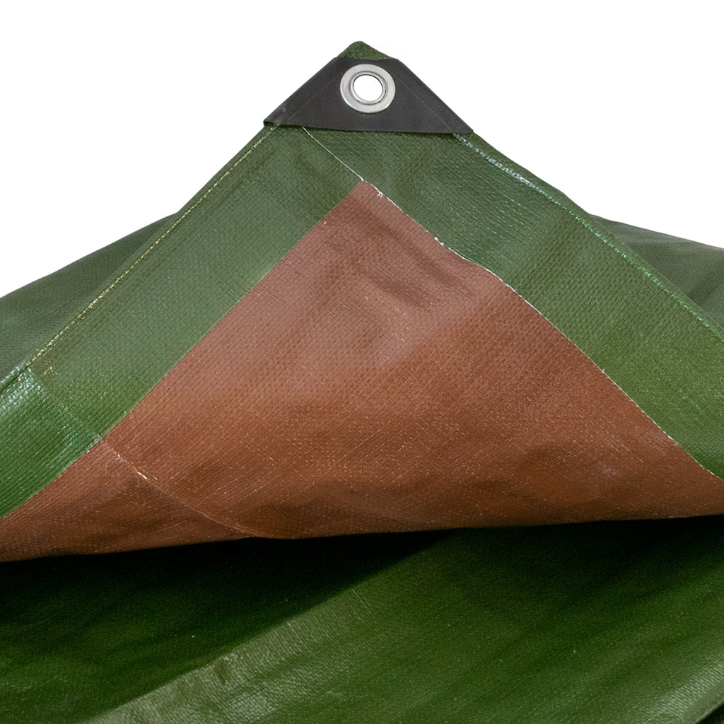 L-Grade Green Brown Tarpaulin 2m x 2m Heavy Duty Tarp Cover Groundsheet Sheeting Protective Flexible Material Outdoor Garden_13