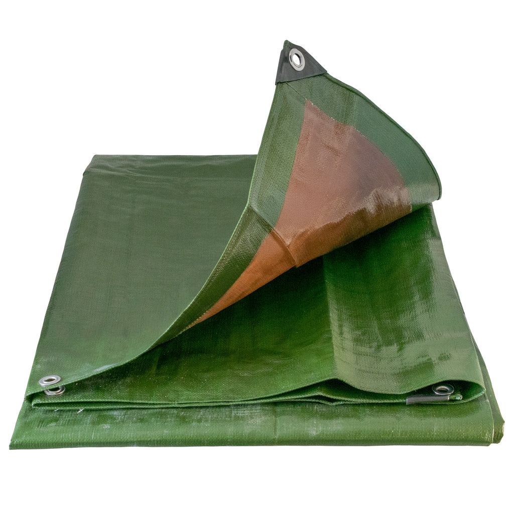 L-Grade Green Brown Tarpaulin 1.5m x 2m Tarp Heavy Duty Reinforced Corners 0.5m Interval Eyelets Groundsheet Camping Outdoors Cover_9