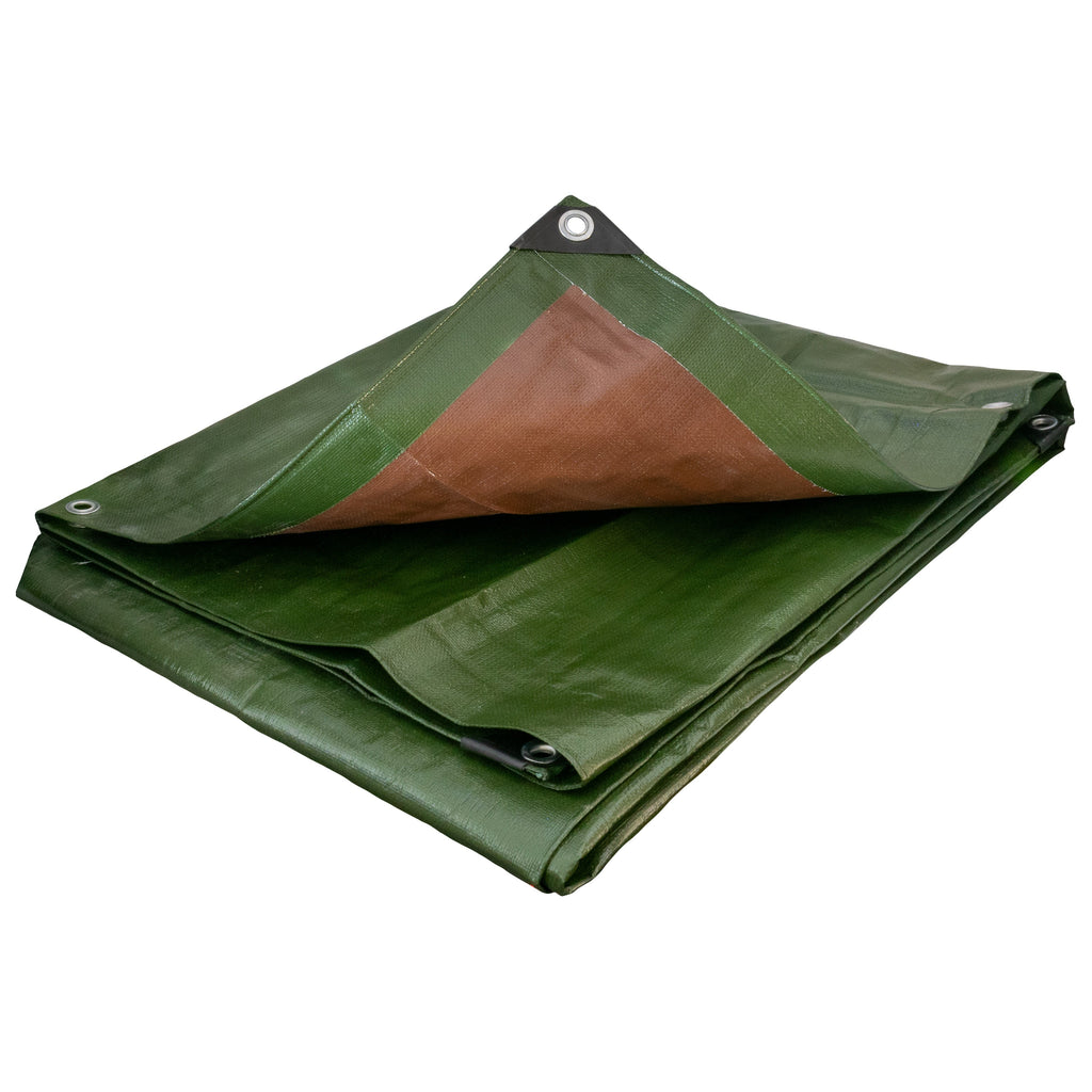 L-Grade Green Brown Tarpaulin 4m x 5m Garden Cover Outdoor Sheeting Groundsheet Camping Reinforced Corners and Eyelets_15