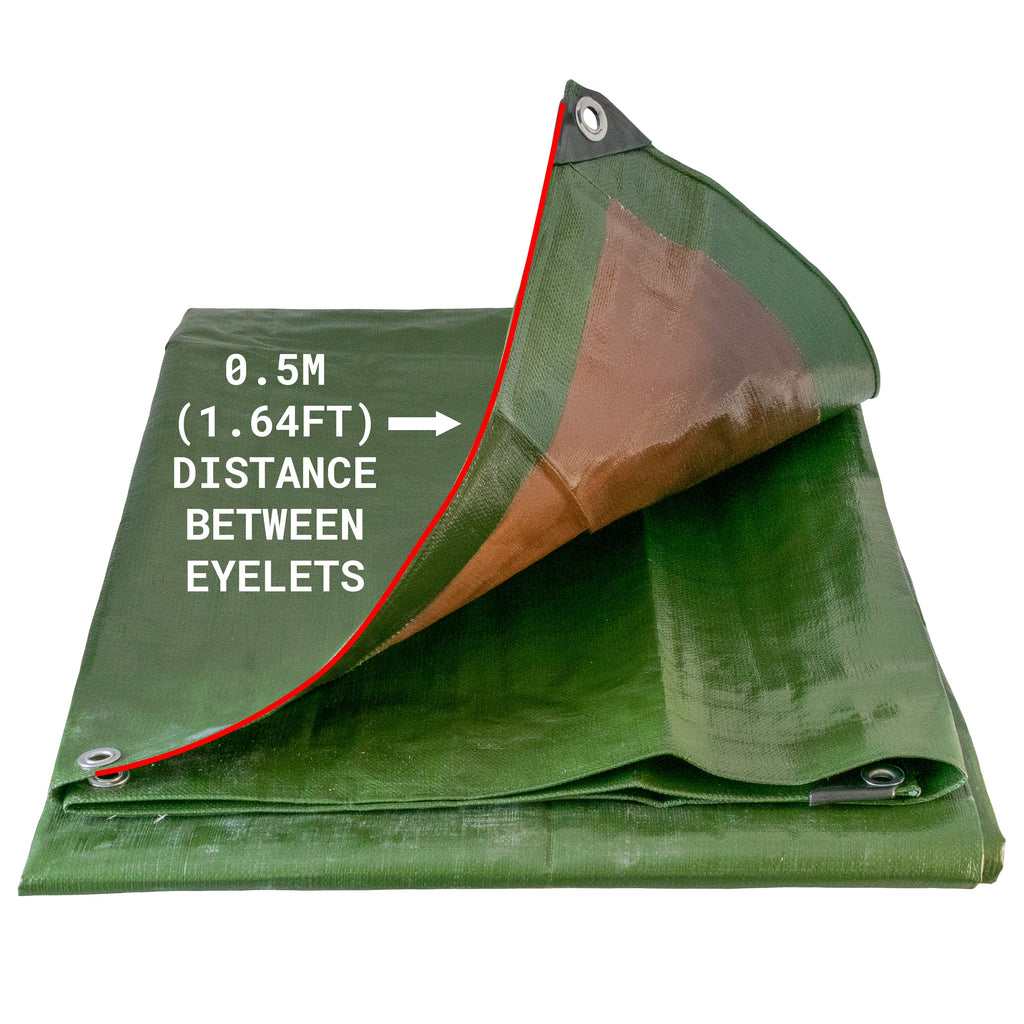 L-Grade Green Brown Tarpaulin 2m x 3m Heavy Duty Tarp Cover Groundsheet Sheeting Protective Flexible Material Outdoor Garden_10