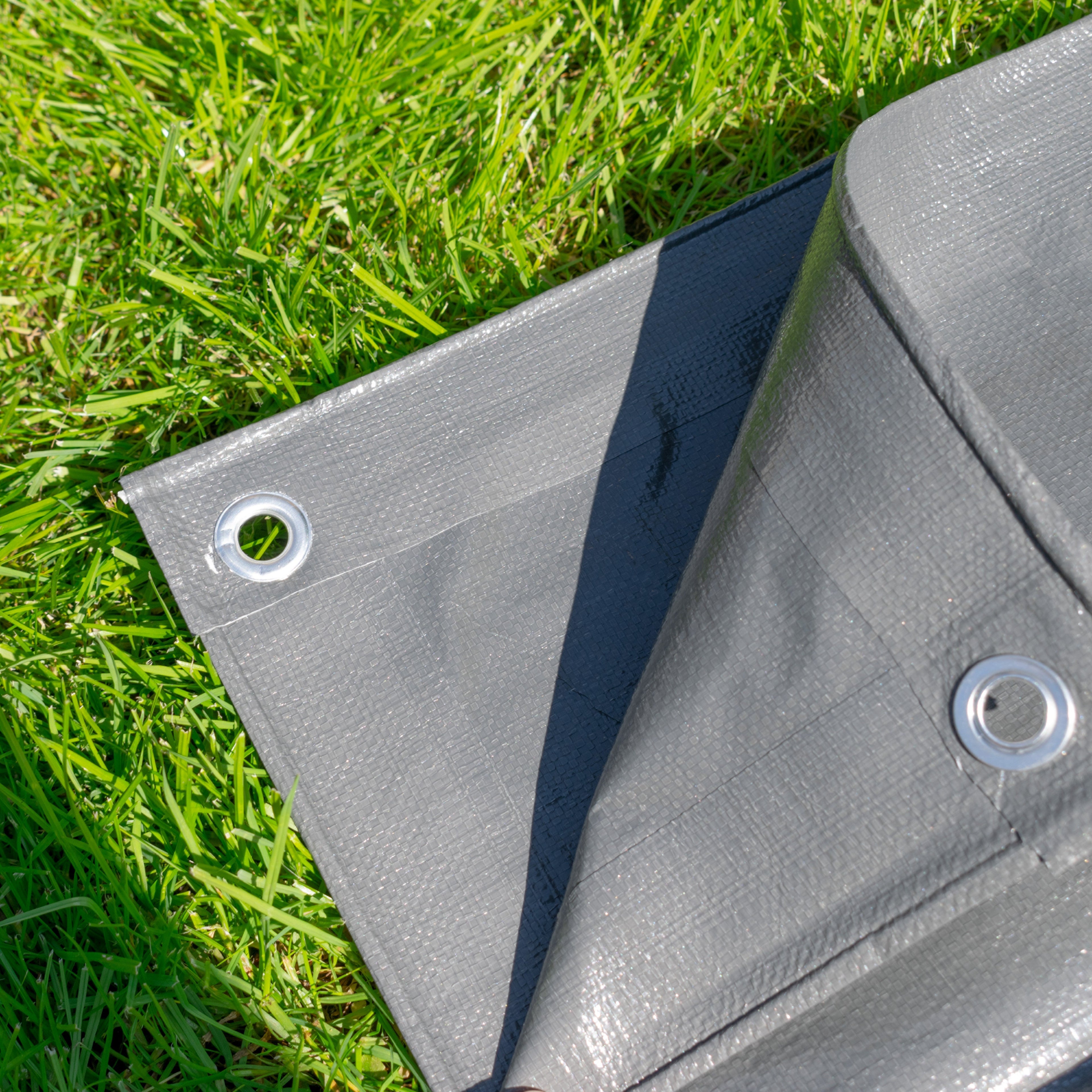 L-Grade Grey Tarpaulin 2m x 3m High Quality Garden Tarp Outdoor Cover Protect Weatherproof_4