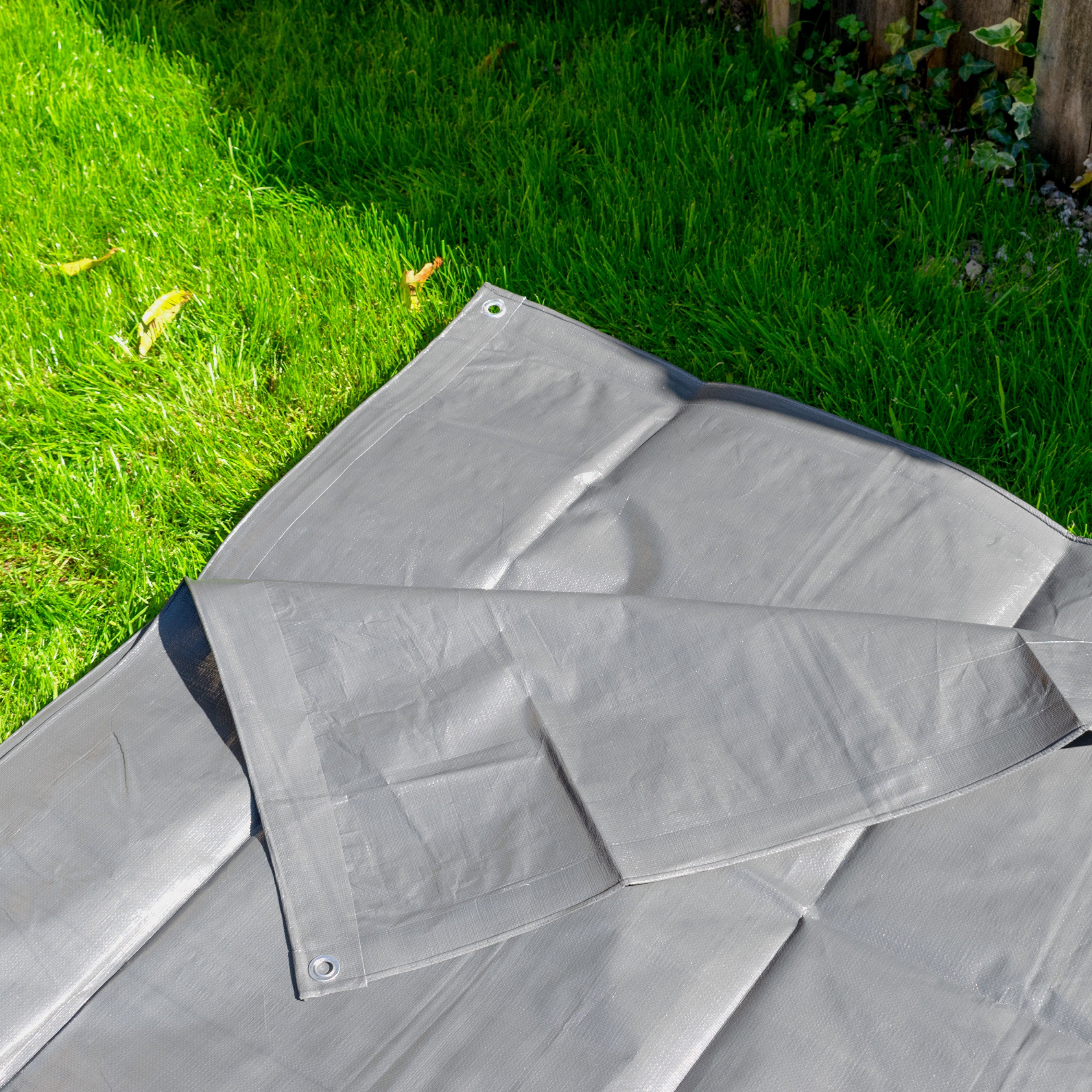 L-Grade Grey Tarpaulin 4m x 6m High Quality Garden Tarp Outdoor Cover Protect Weatherproof_2