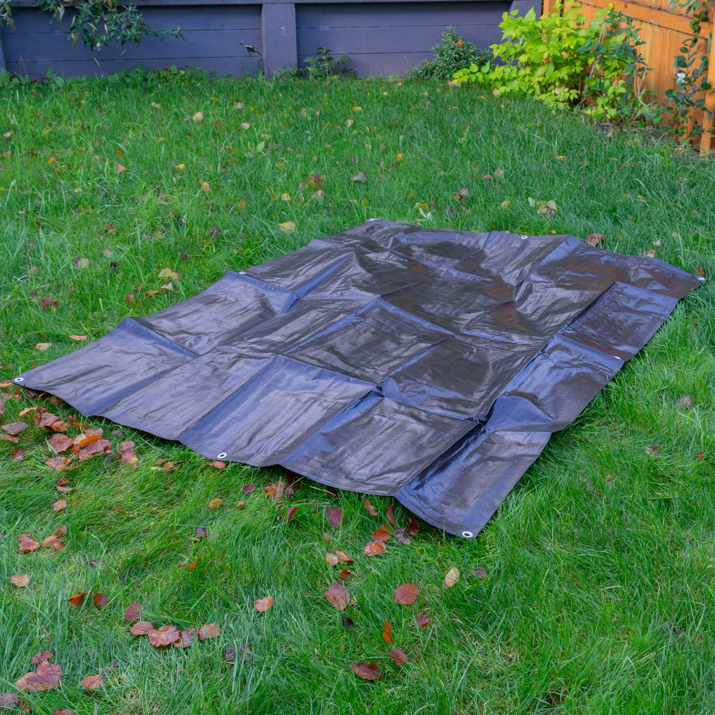 L-Grade Black Silver Tarpaulin 2m x 2m Tarp Groundsheet Waterproof Rain Cover Protective Sheet Camping Storage_2