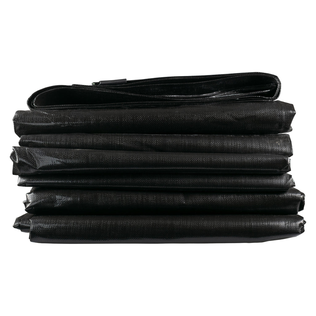 L-Grade Black Silver Tarpaulin 3m x 5m Cover Camping Groundsheet Hiking Waterproof Protective Sheet Tie-Down_7