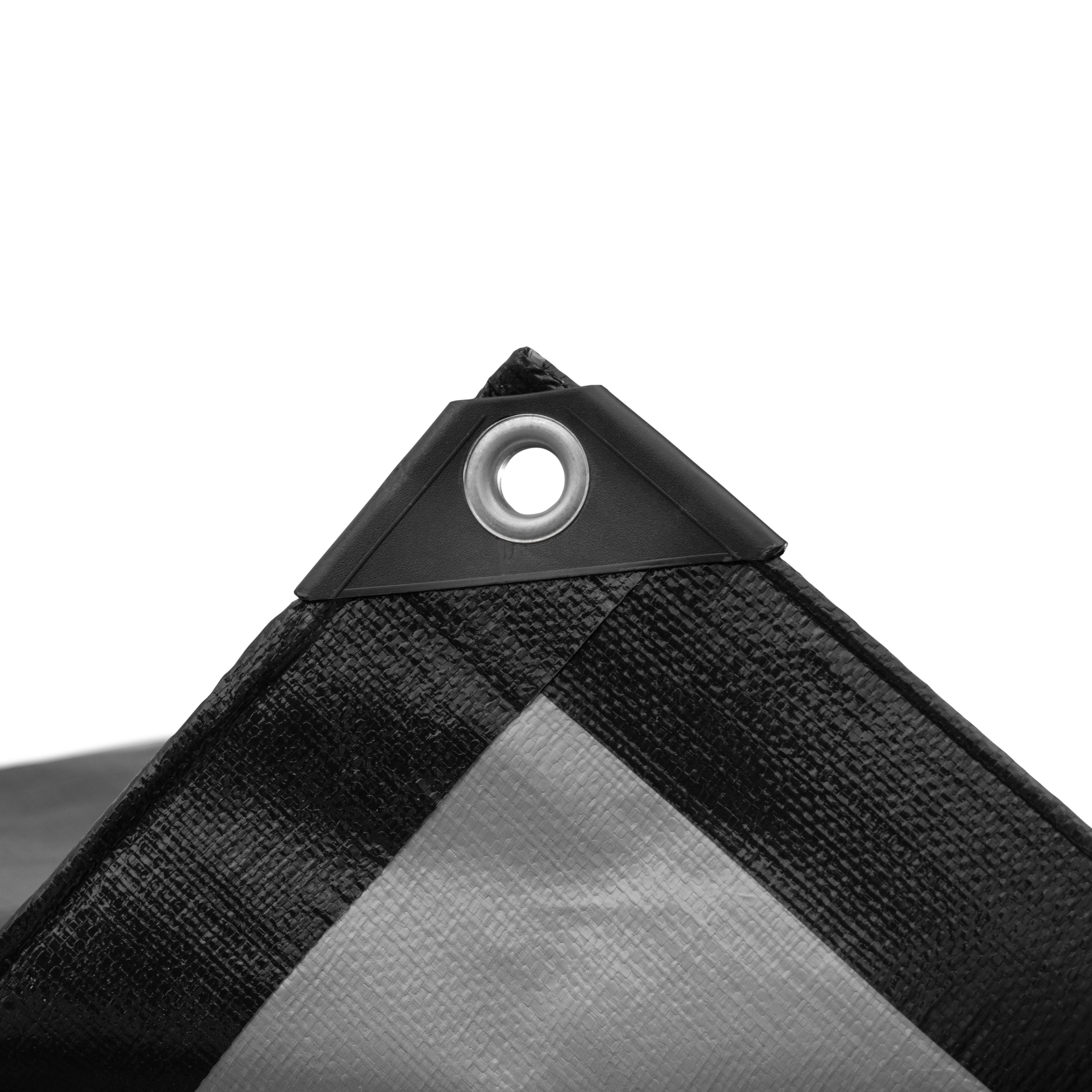 L-Grade Black Silver Tarpaulin 1.5m x 2m Cover Rain Waterproof Storage Sheet Tie Down Holes Protective Sheeting_10