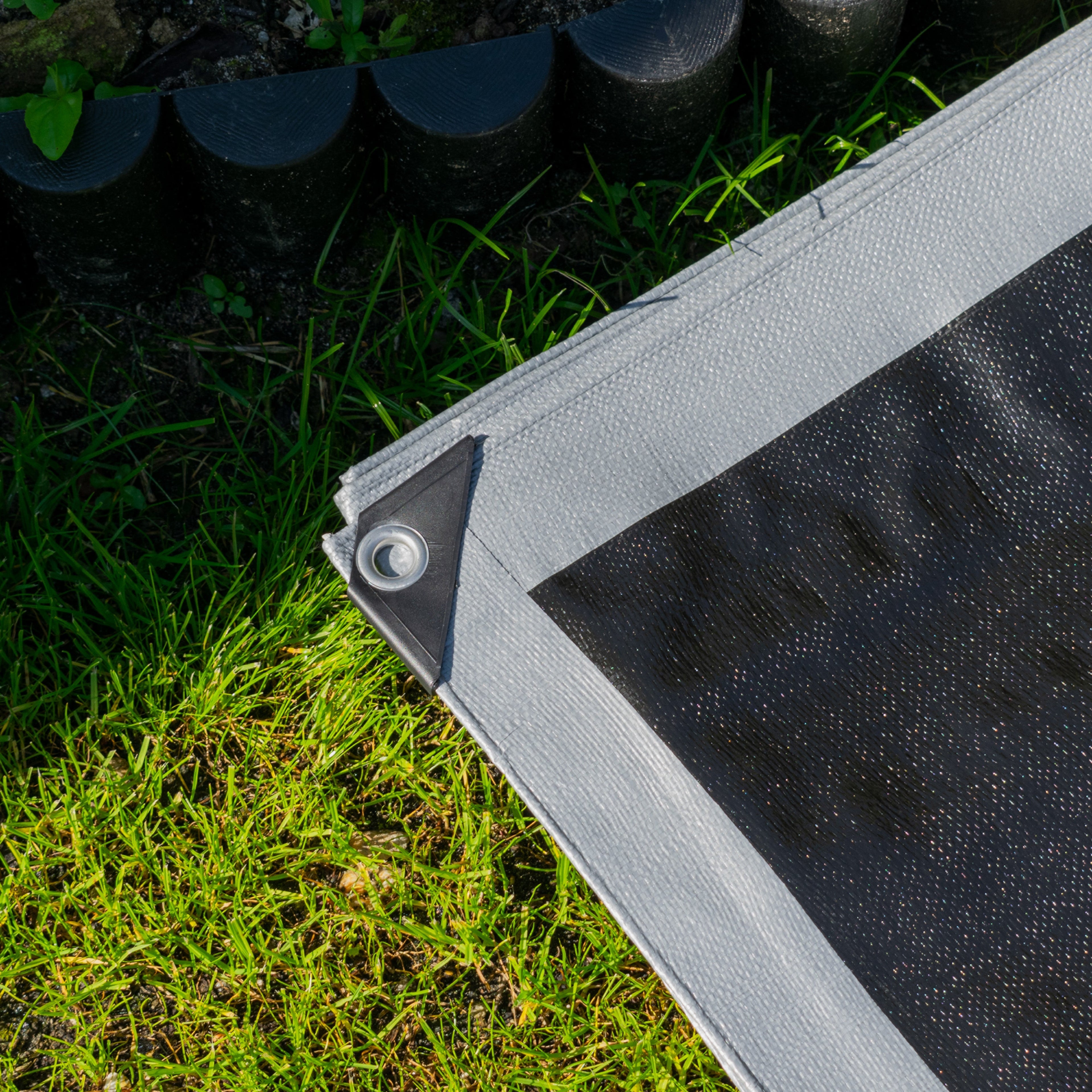 XL-Grade Silver Black Tarpaulin 8m x 10m Tarp Cover Groundsheet Camping Sheeting Durable Thick Heavy Duty Waterproof Boat Cover_3