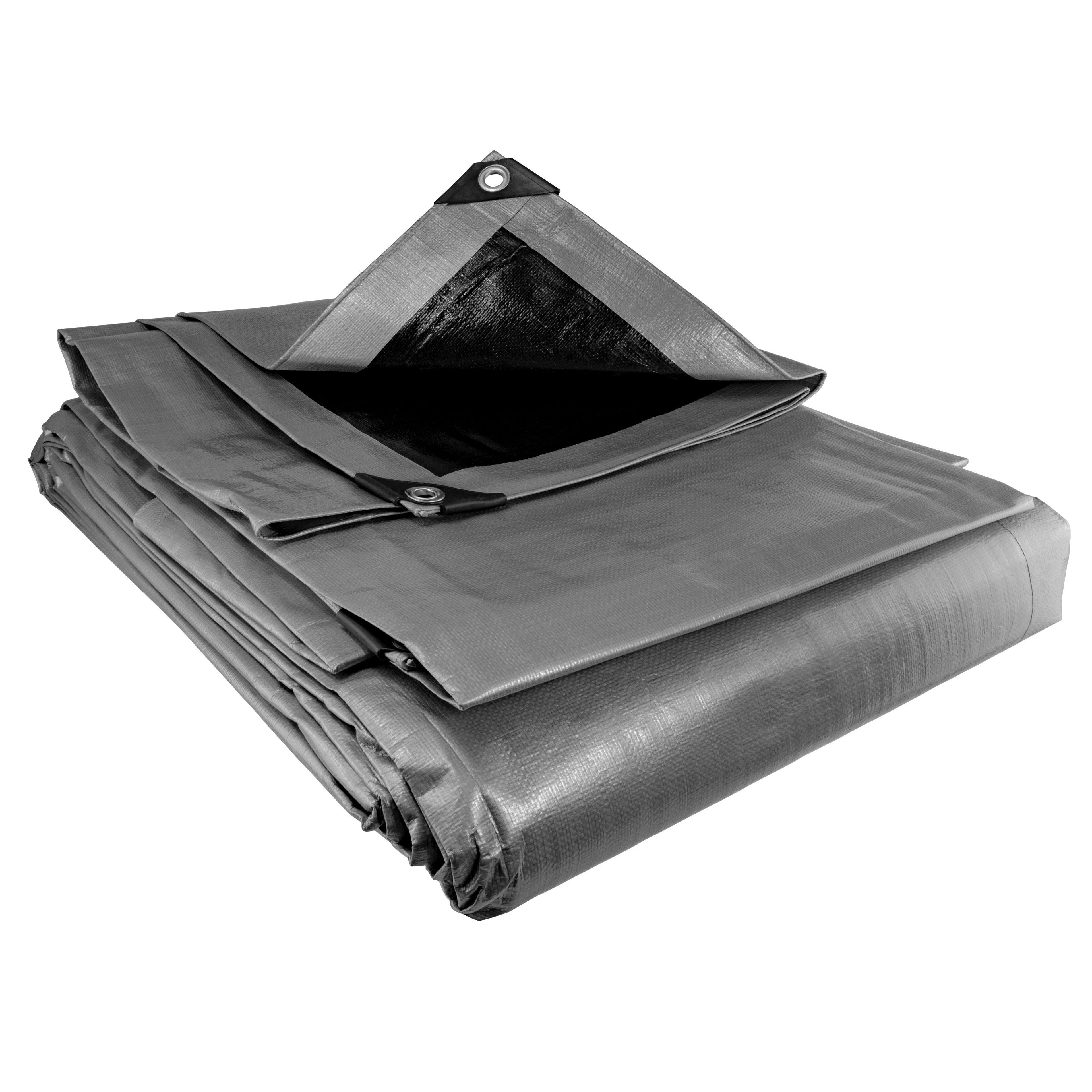 XL-Grade Silver Black Tarpaulin 1.5m x 2m Tarp Heavy Duty Durable Waterproof Cover Groundsheet Protective Sheet_7