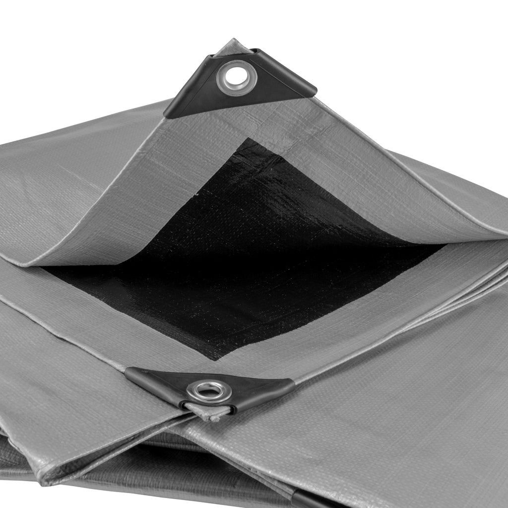 XL-Grade Silver Black Tarpaulin 6m x 10m Tarp Cover Groundsheet Camping Sheeting Durable Thick Heavy Duty Waterproof Boat Cover_8